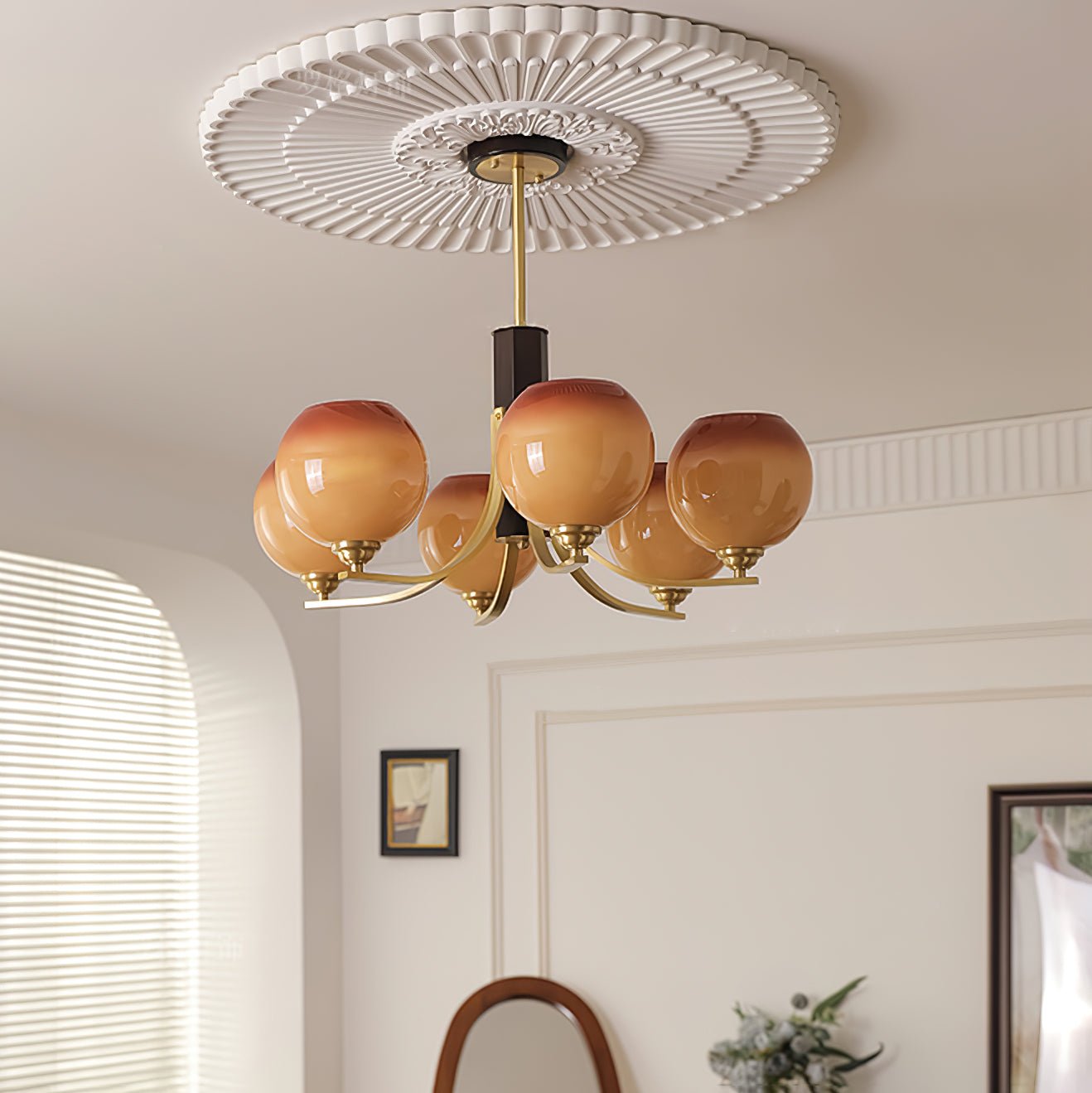 Aurora Chandelier Vintage Caramel Globe - Blowlighting