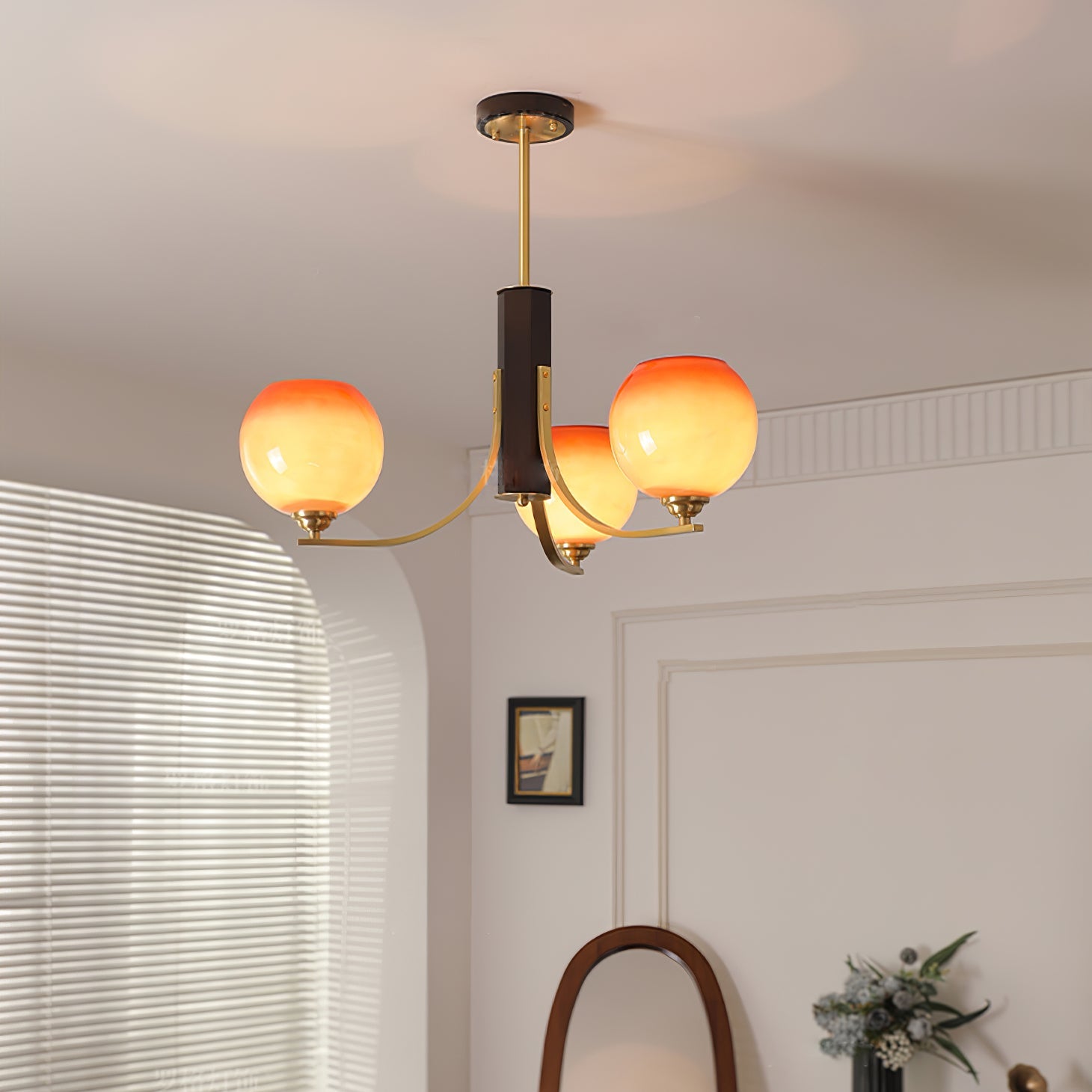 Aurora Chandelier Vintage Caramel Globe - Blowlighting