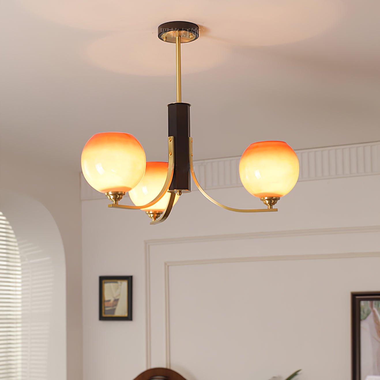 Aurora Chandelier Vintage Caramel Globe - Blowlighting
