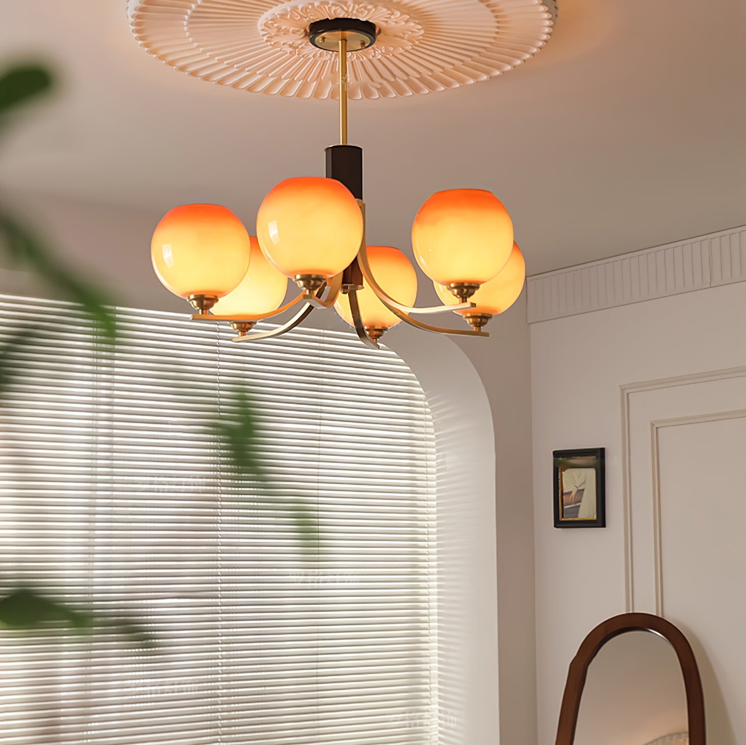 Aurora Chandelier Vintage Caramel Globe - Blowlighting