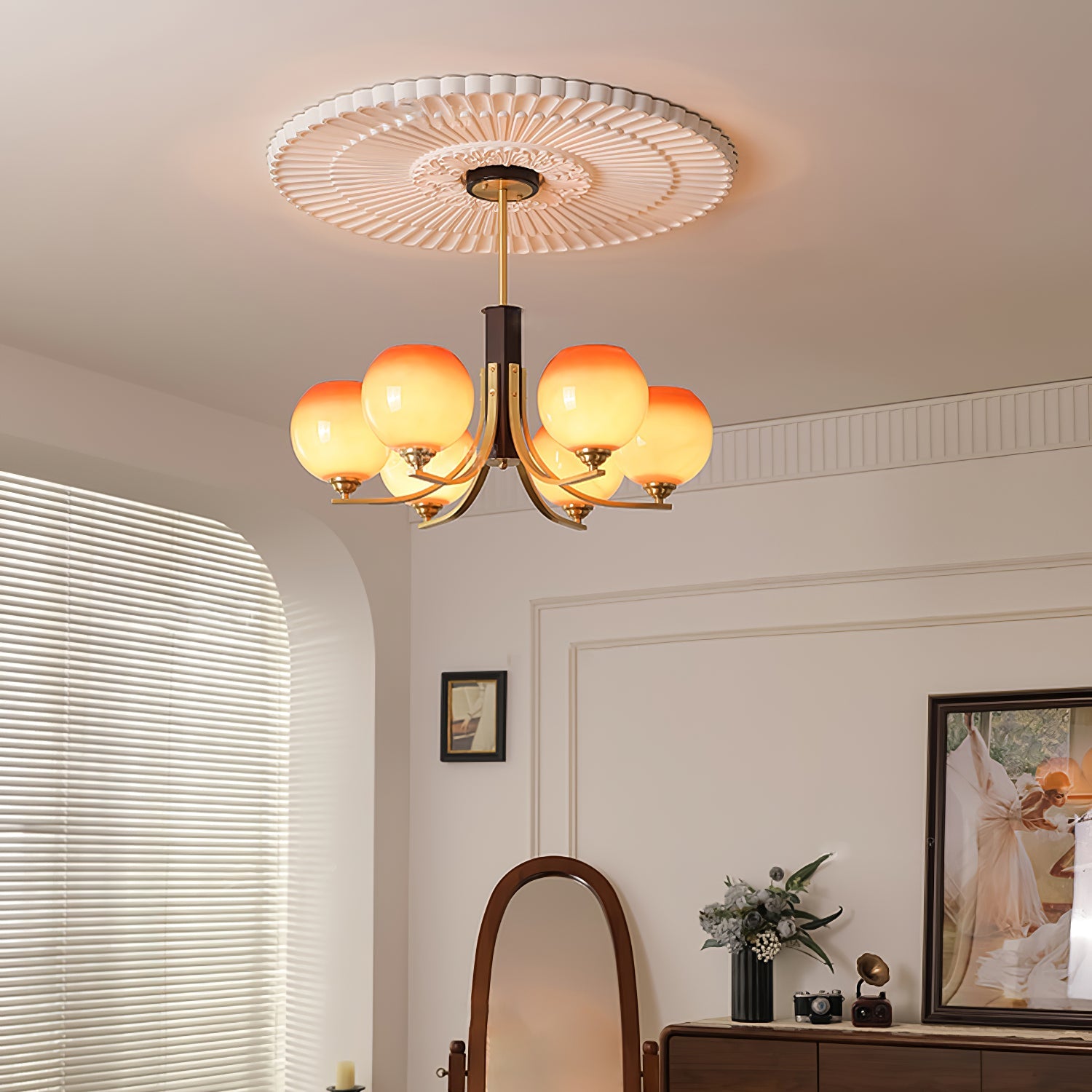 Aurora Chandelier Vintage Caramel Globe - Blowlighting