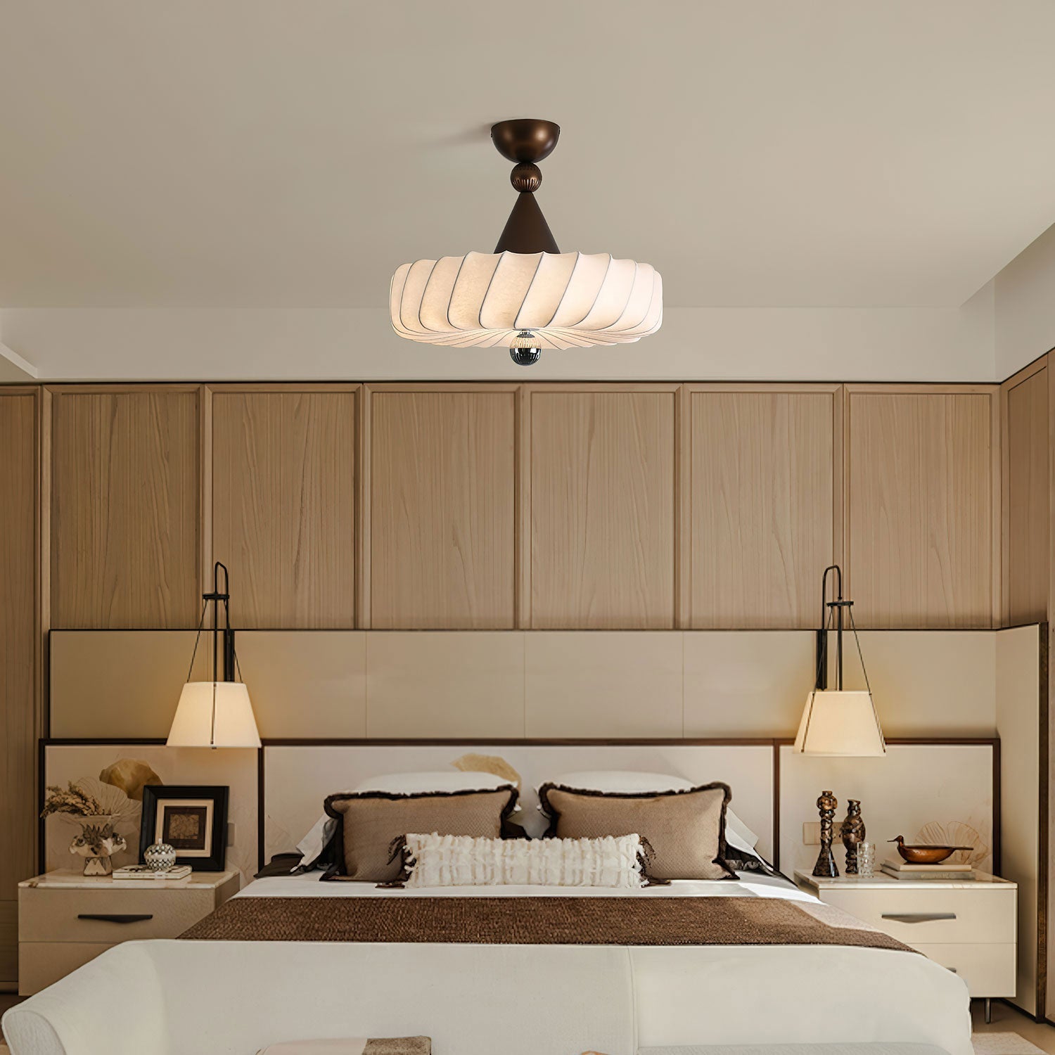 Zelore Swirl Fabric Bronze Pendant Light - Blowlighting