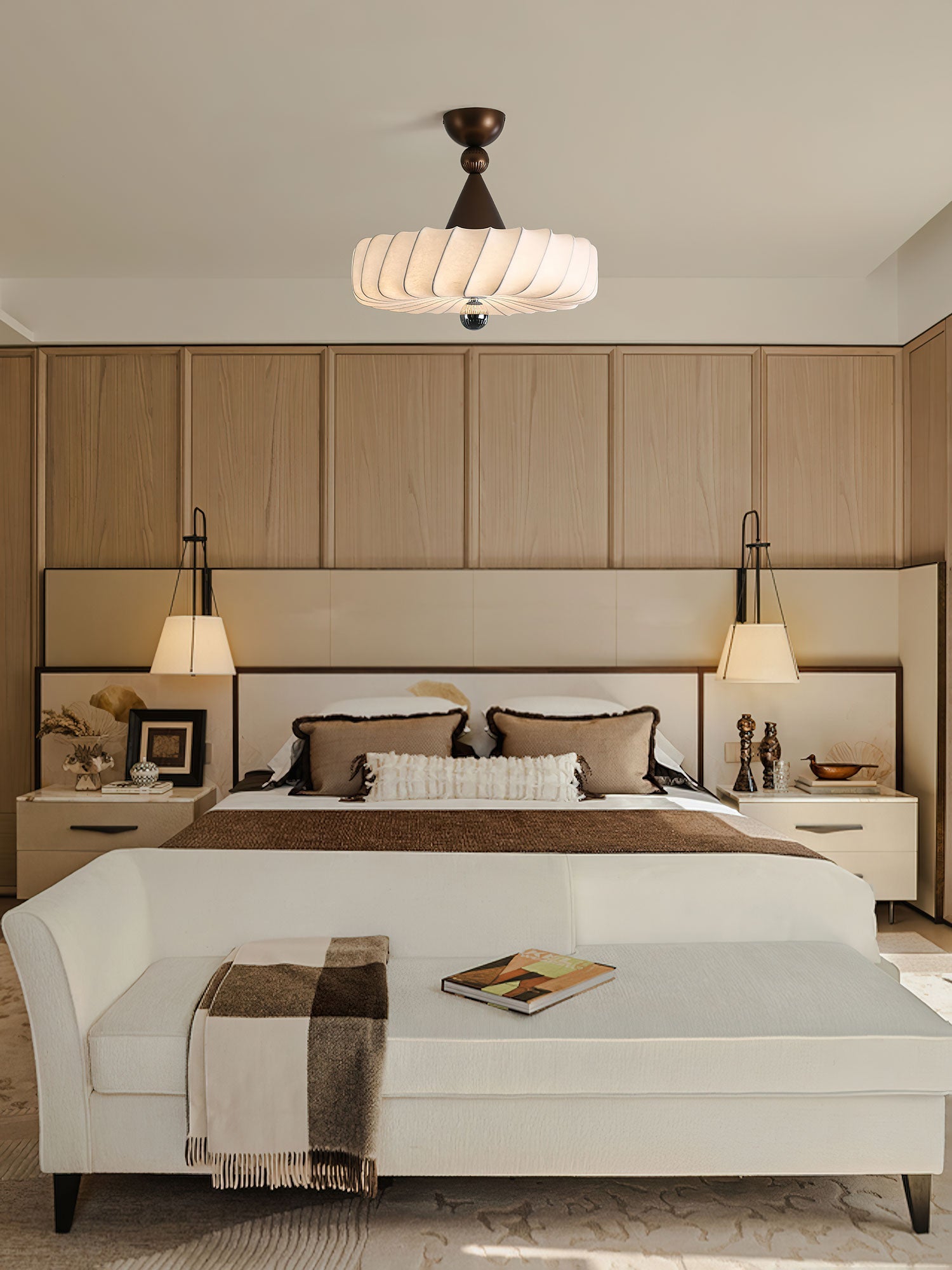 Zelore Swirl Fabric Bronze Pendant Light - Blowlighting