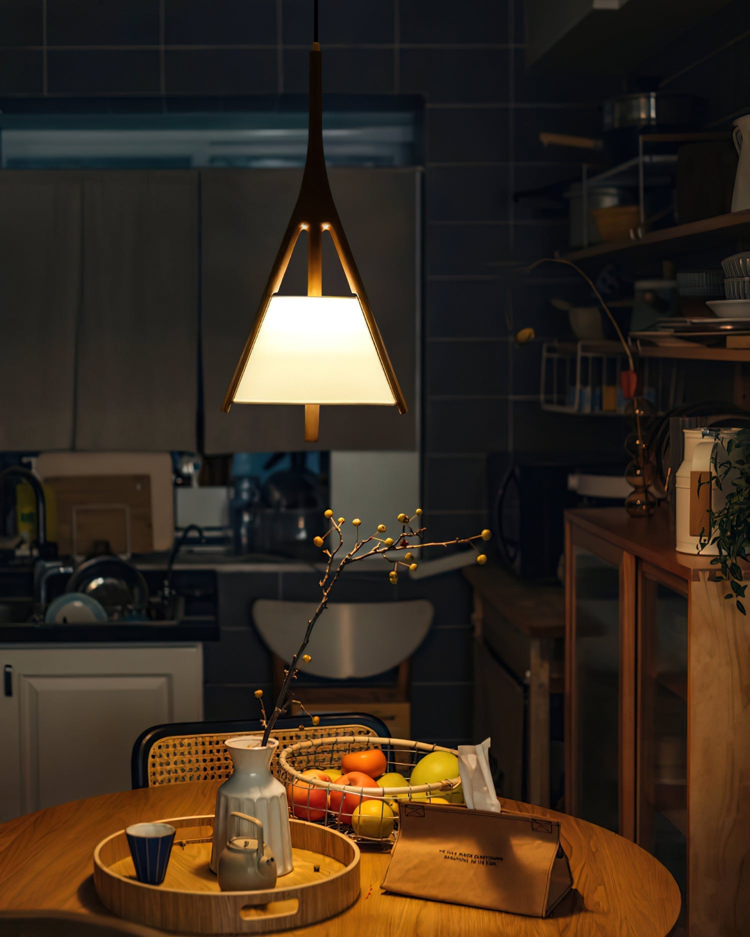 Zovenarae Triangular Wood Pendant Light - Blowlighting