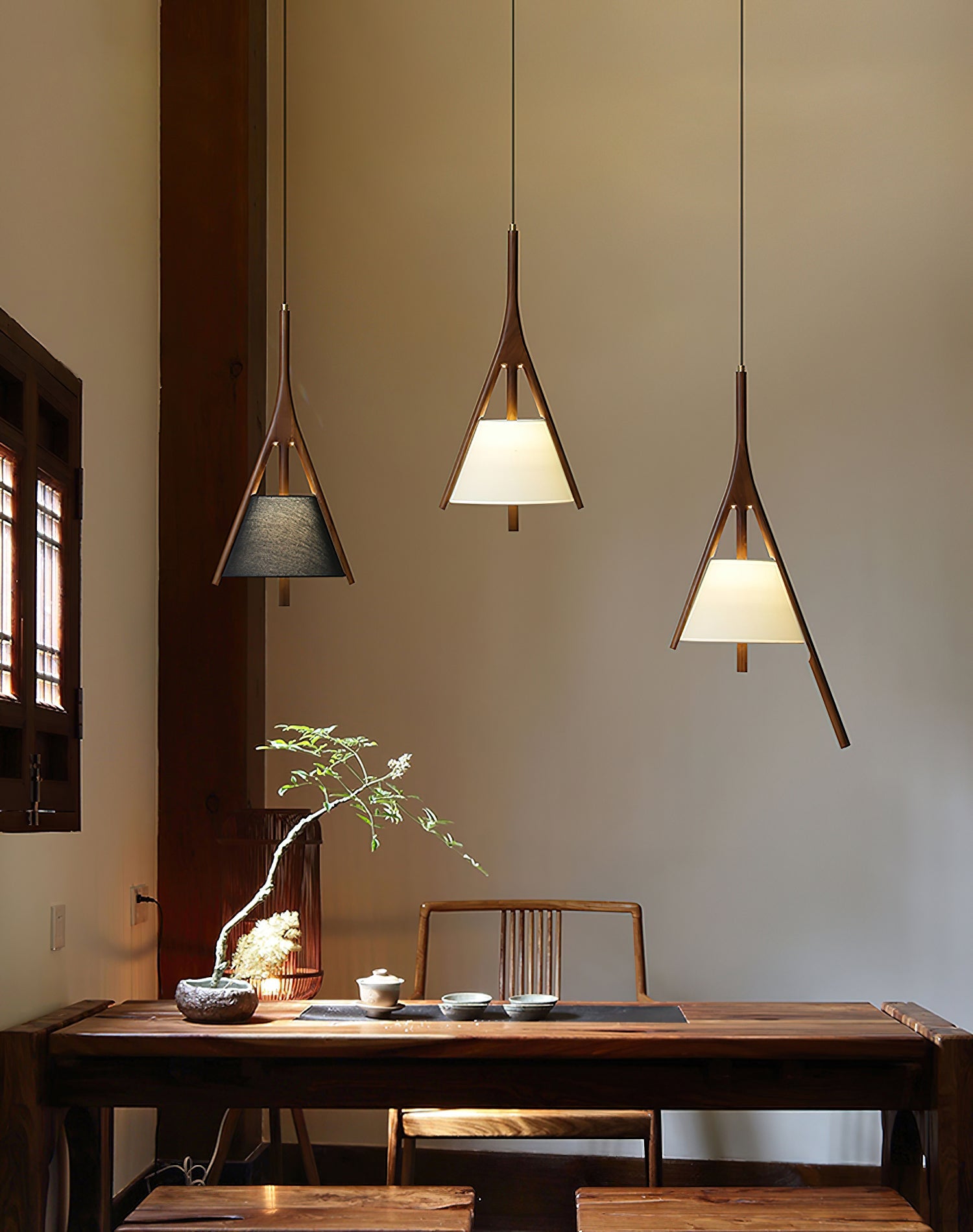 Zovenarae Triangular Wood Pendant Light - Blowlighting
