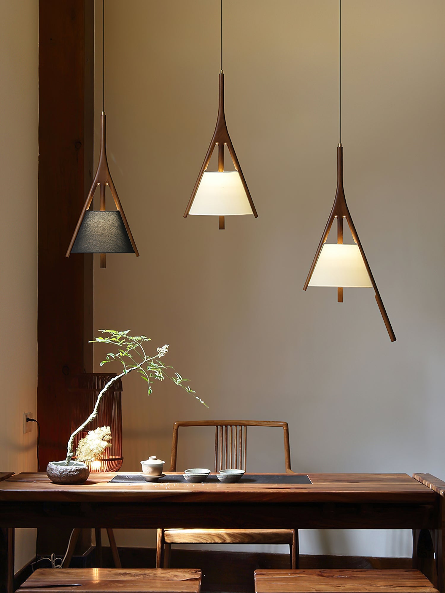 Zovenarae Triangular Wood Pendant Light - Blowlighting