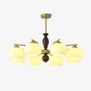 Aurora Chandelier Walnut Beige Orb - Blowlighting