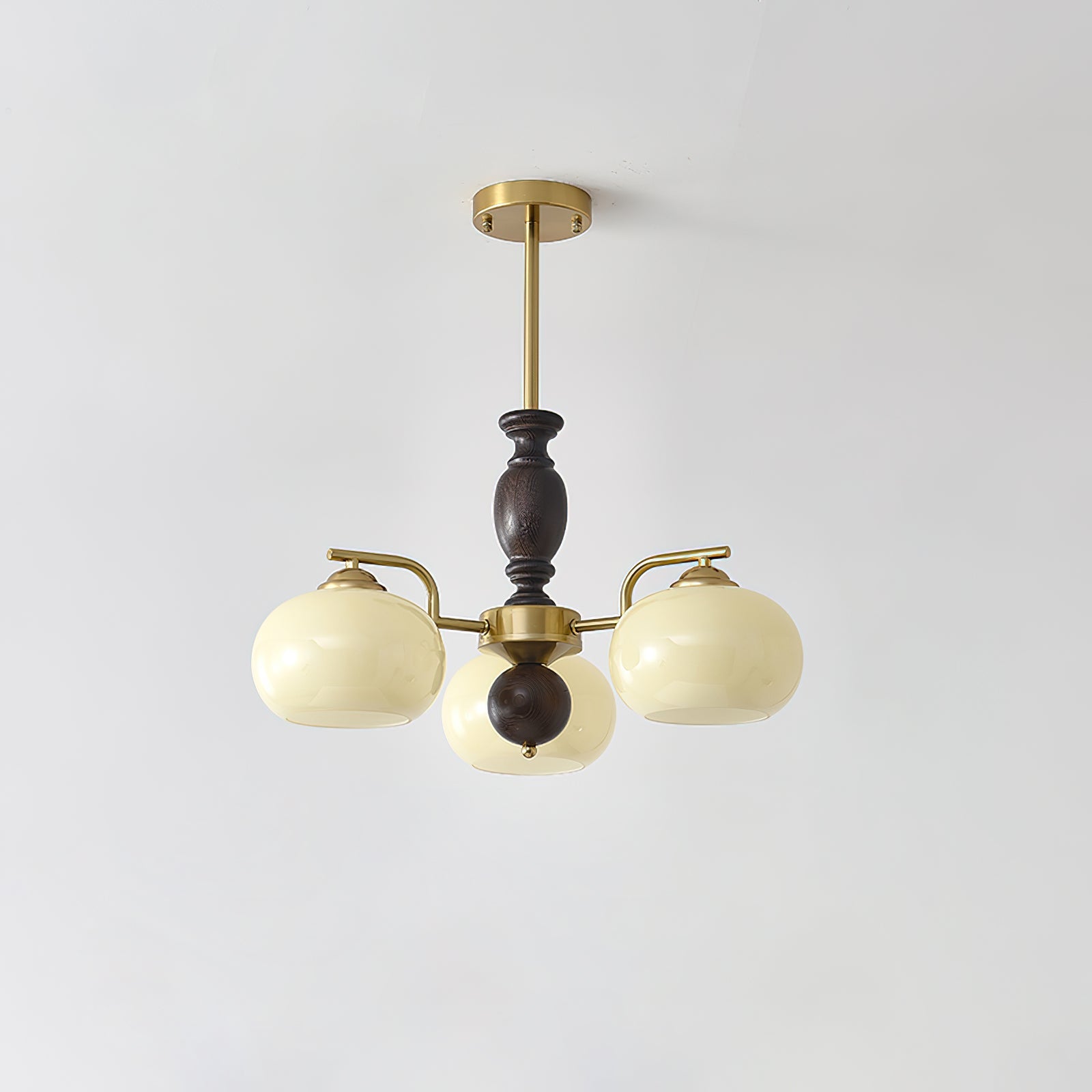 Aurora Chandelier Walnut Beige Orb - Blowlighting