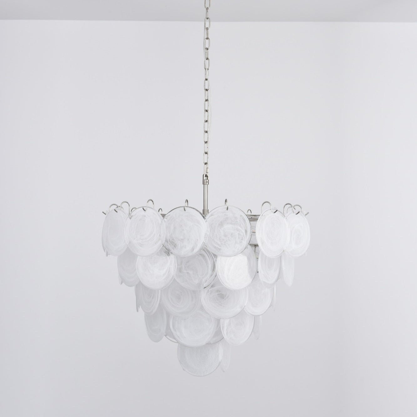 Aurora Chandelier White Murano Glass Disc Contemporary - Blowlighting