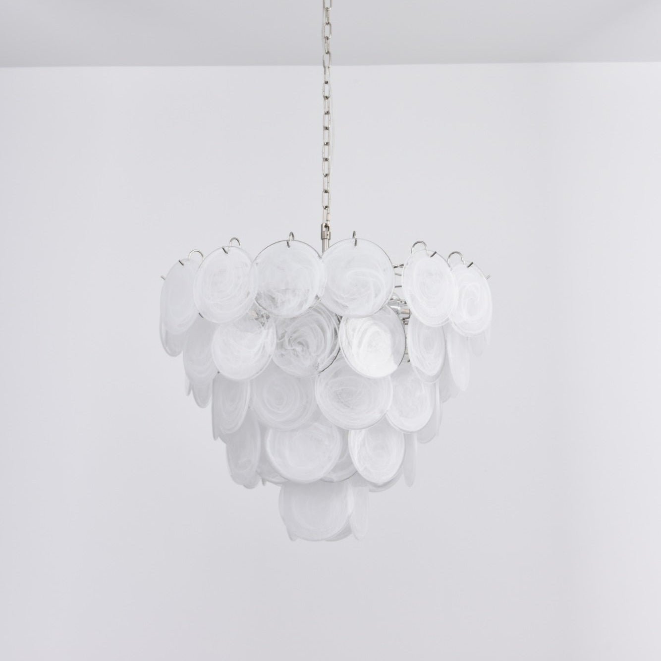 Aurora Chandelier White Murano Glass Disc Contemporary - Blowlighting