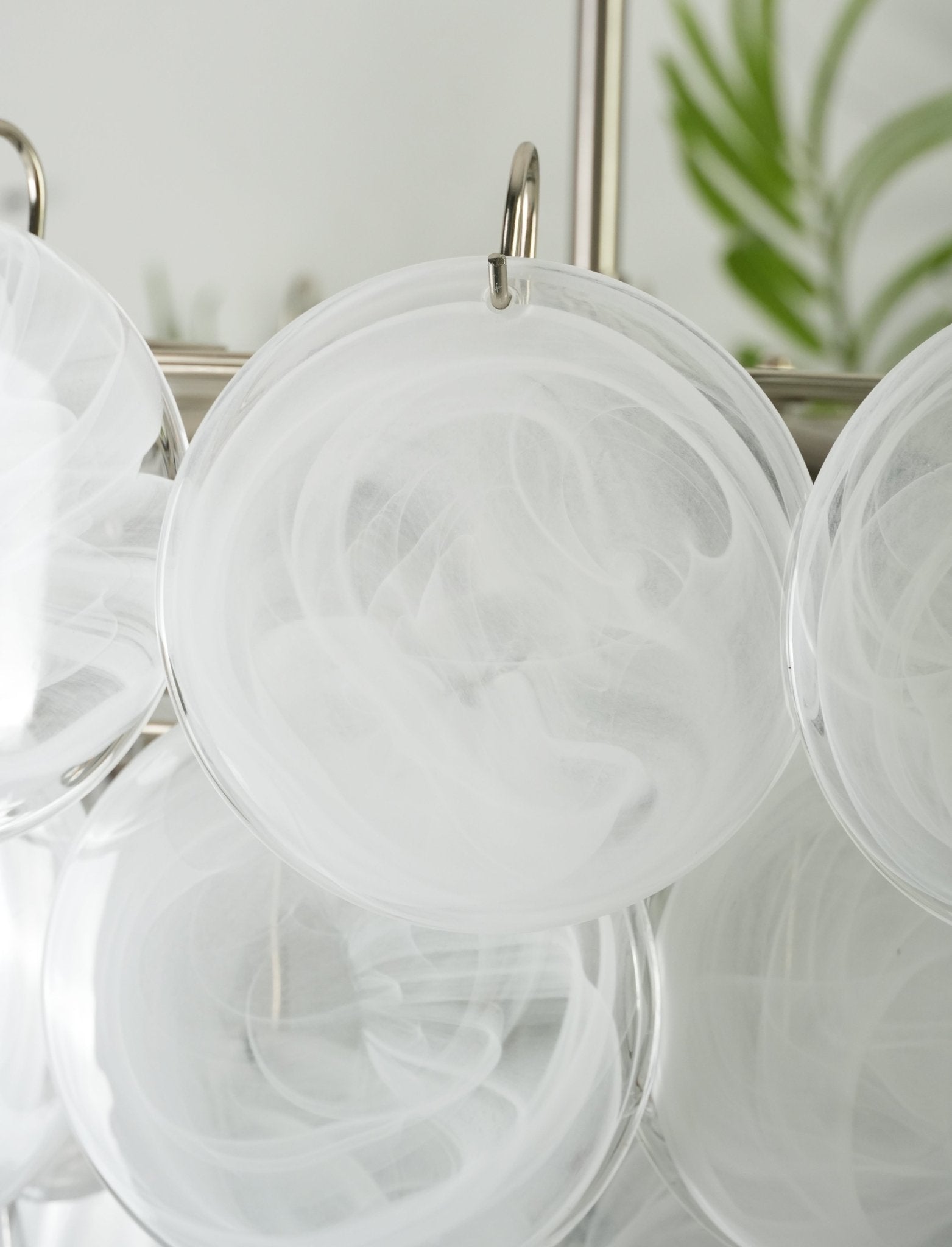 Aurora Chandelier White Murano Glass Disc Contemporary - Blowlighting