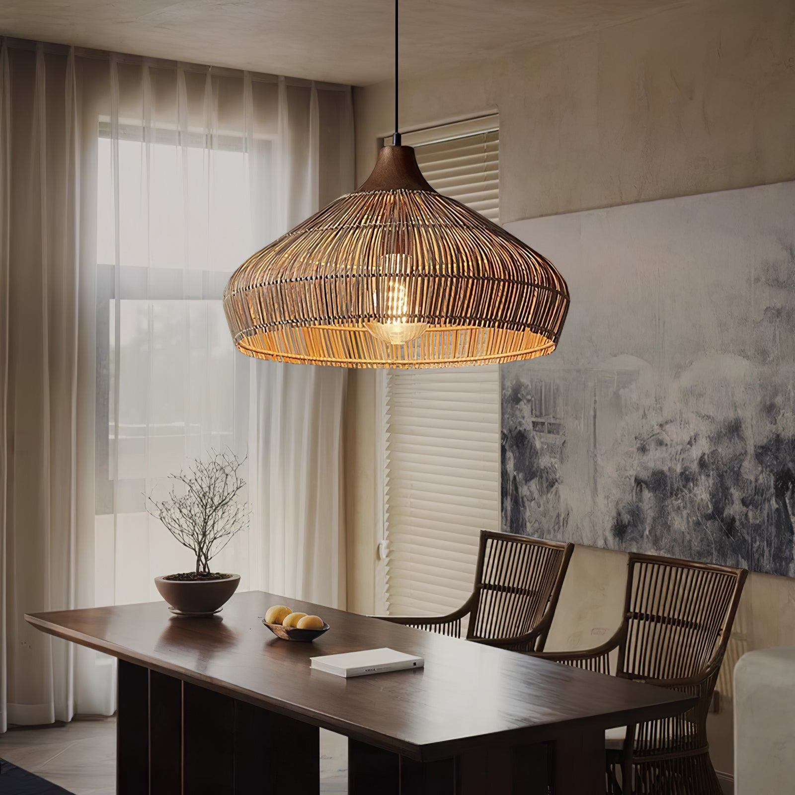 Wicker Rattan Pendant Light - Blowlighting