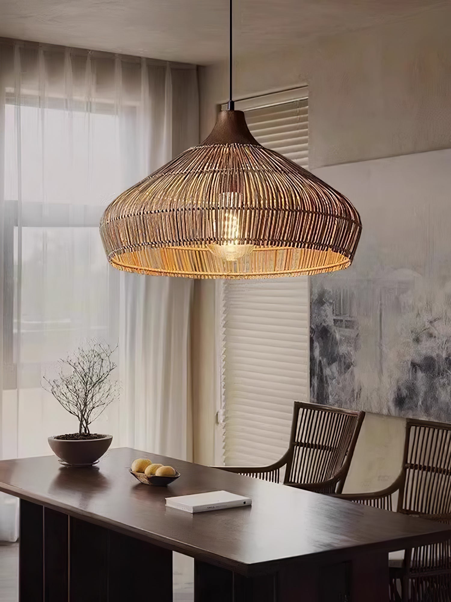 Wicker Rattan Pendant Light - Blowlighting