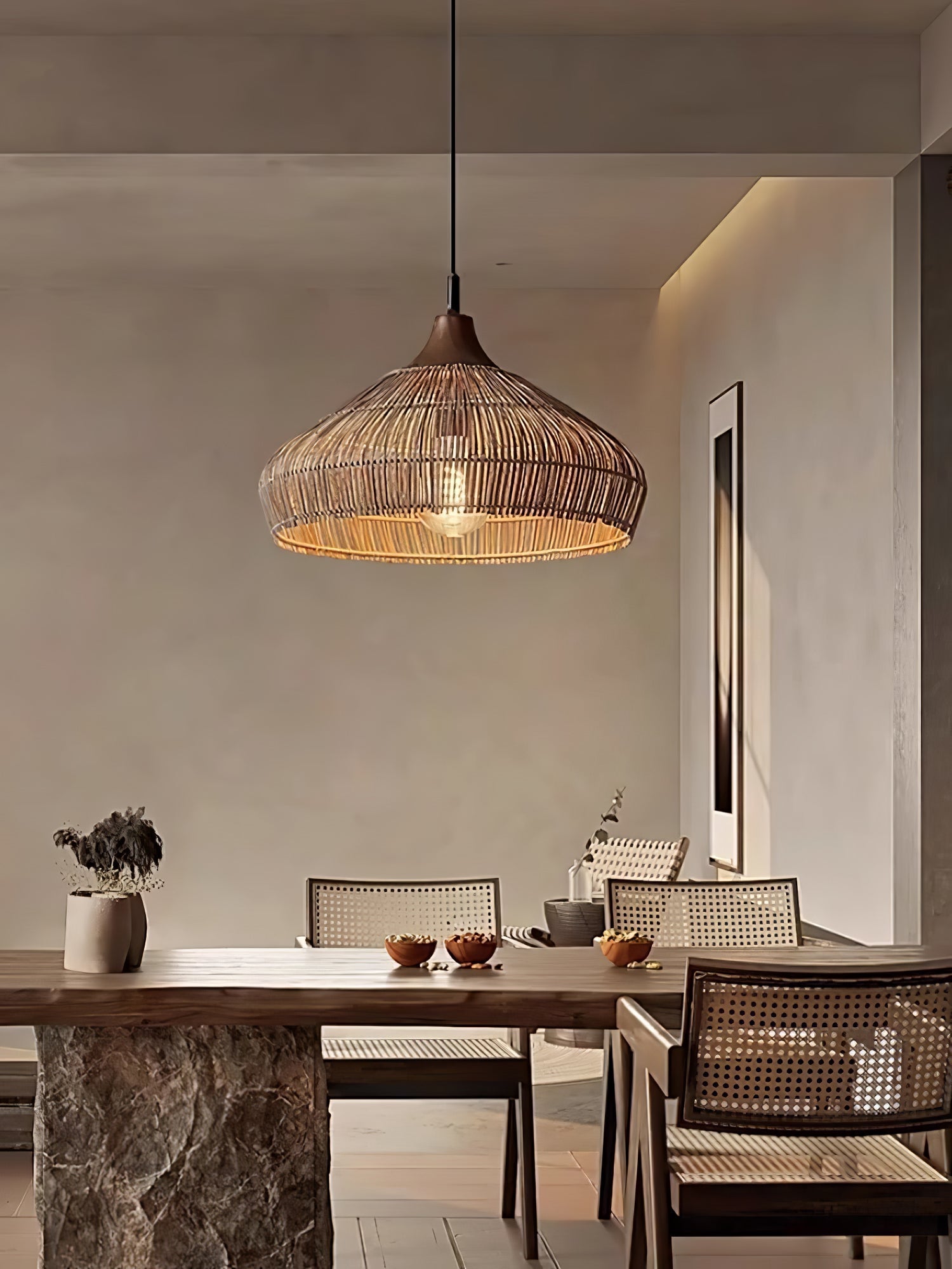 Wicker Rattan Pendant Light - Blowlighting