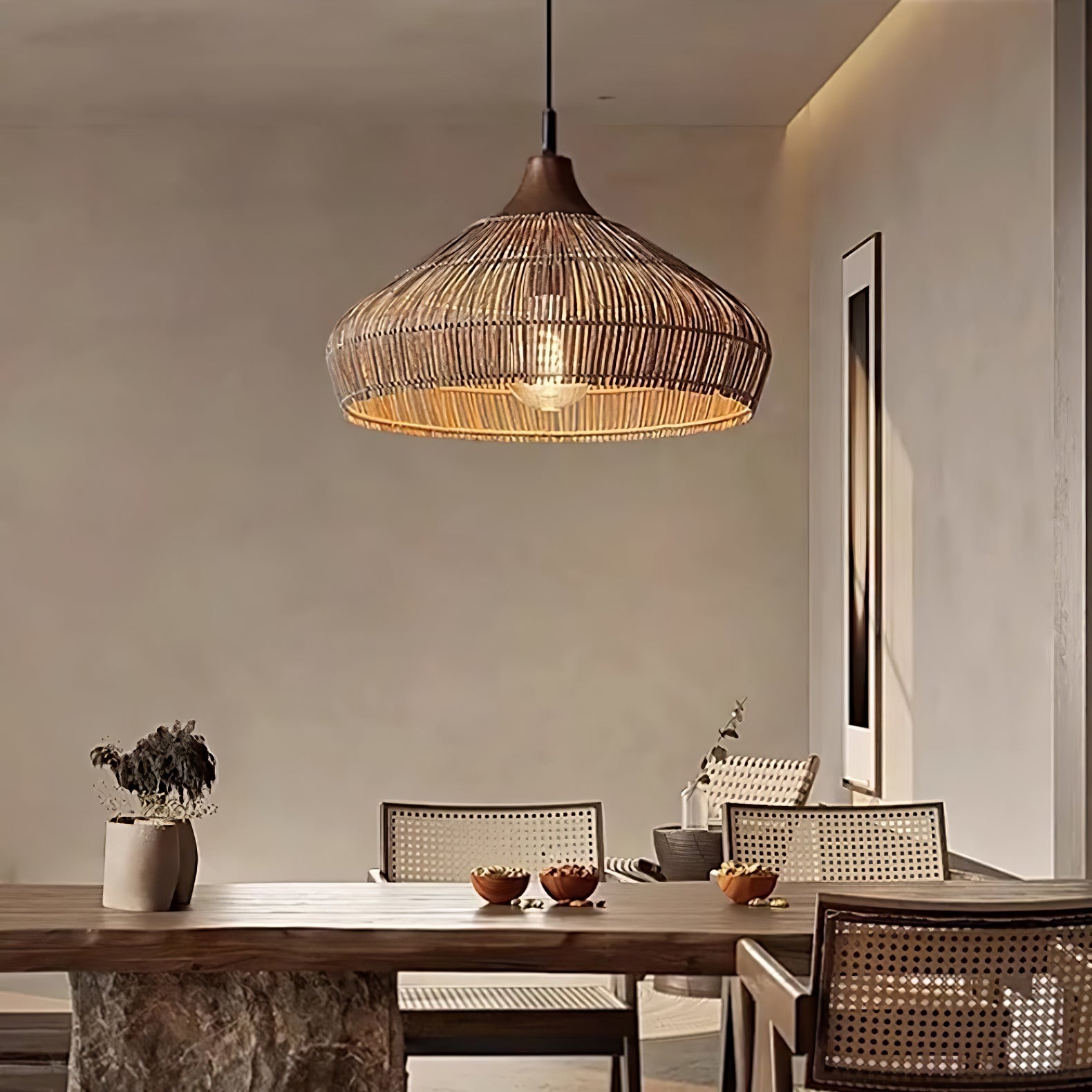 Wicker Rattan Pendant Light - Blowlighting