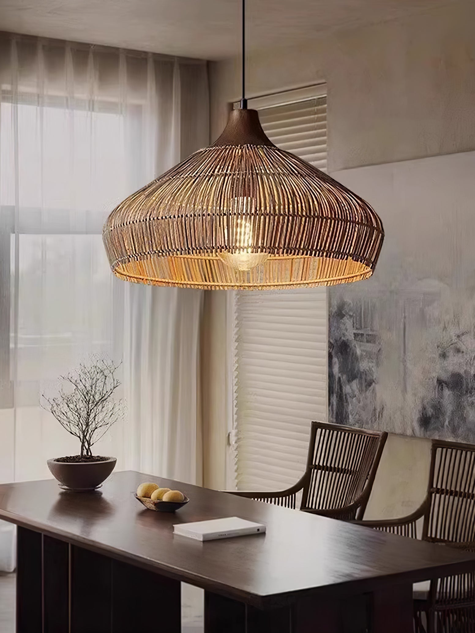 Wicker Rattan Pendant Light - Blowlighting