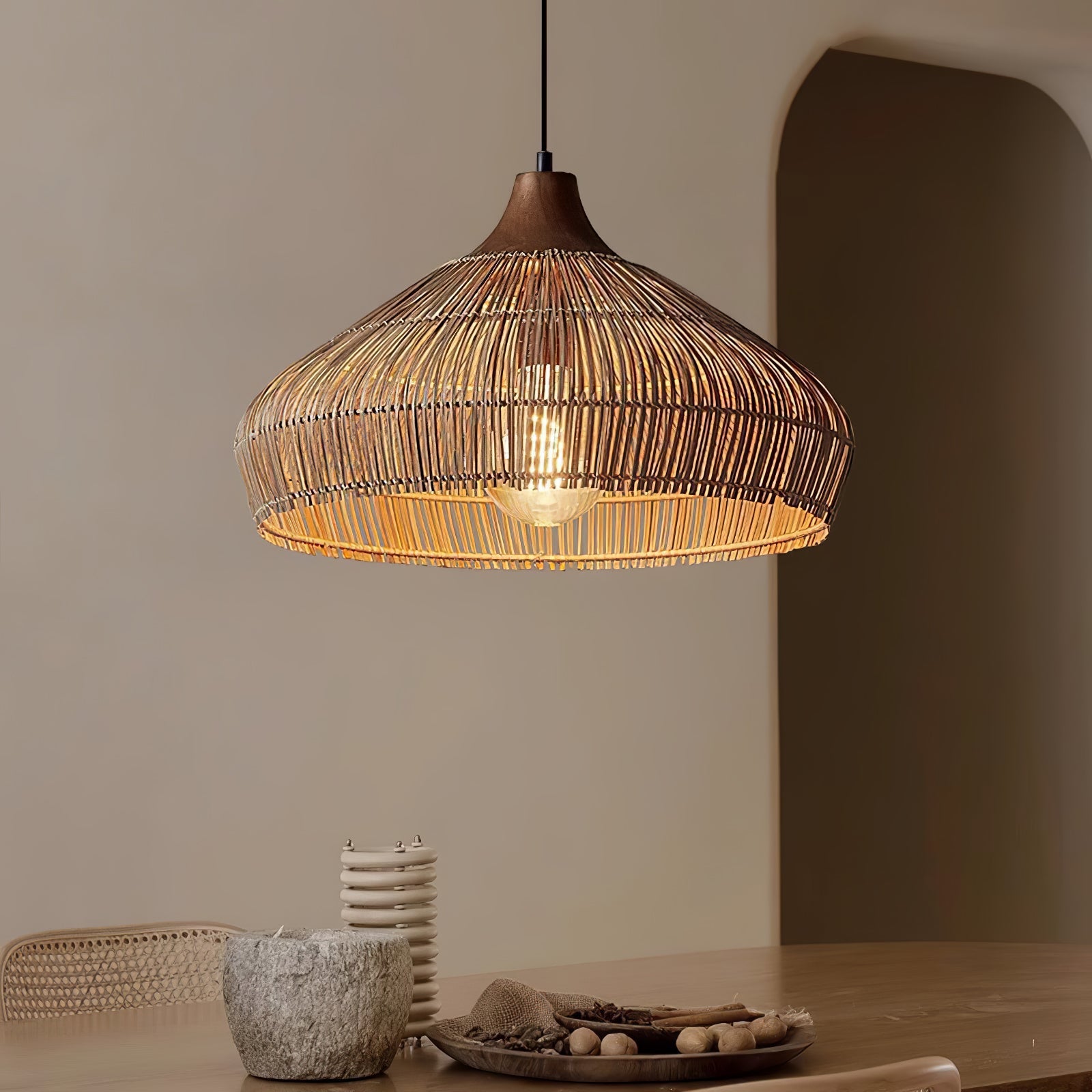 Wicker Rattan Pendant Light - Blowlighting