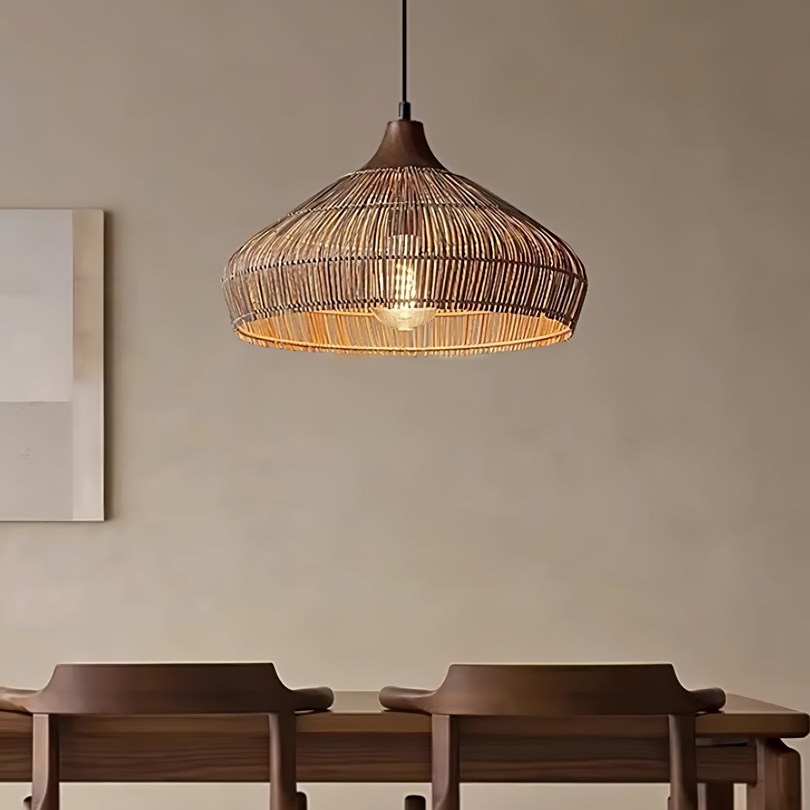 Wicker Rattan Pendant Light - Blowlighting