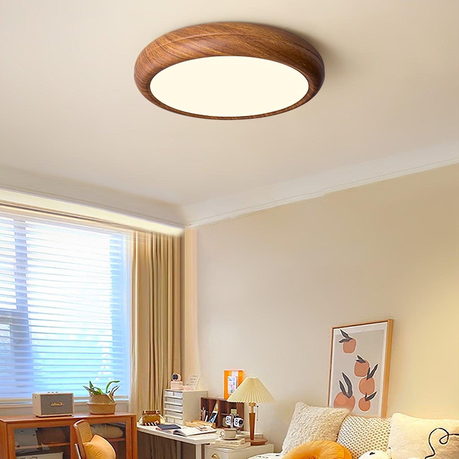 Wood Grain Round Ceiling Lamp - Blowlighting