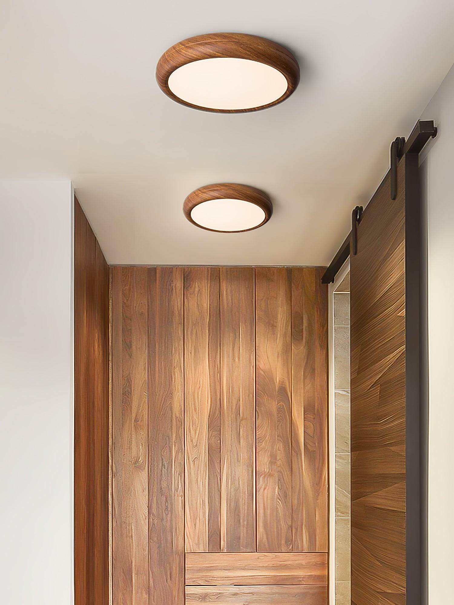 Wood Grain Round Ceiling Lamp - Blowlighting