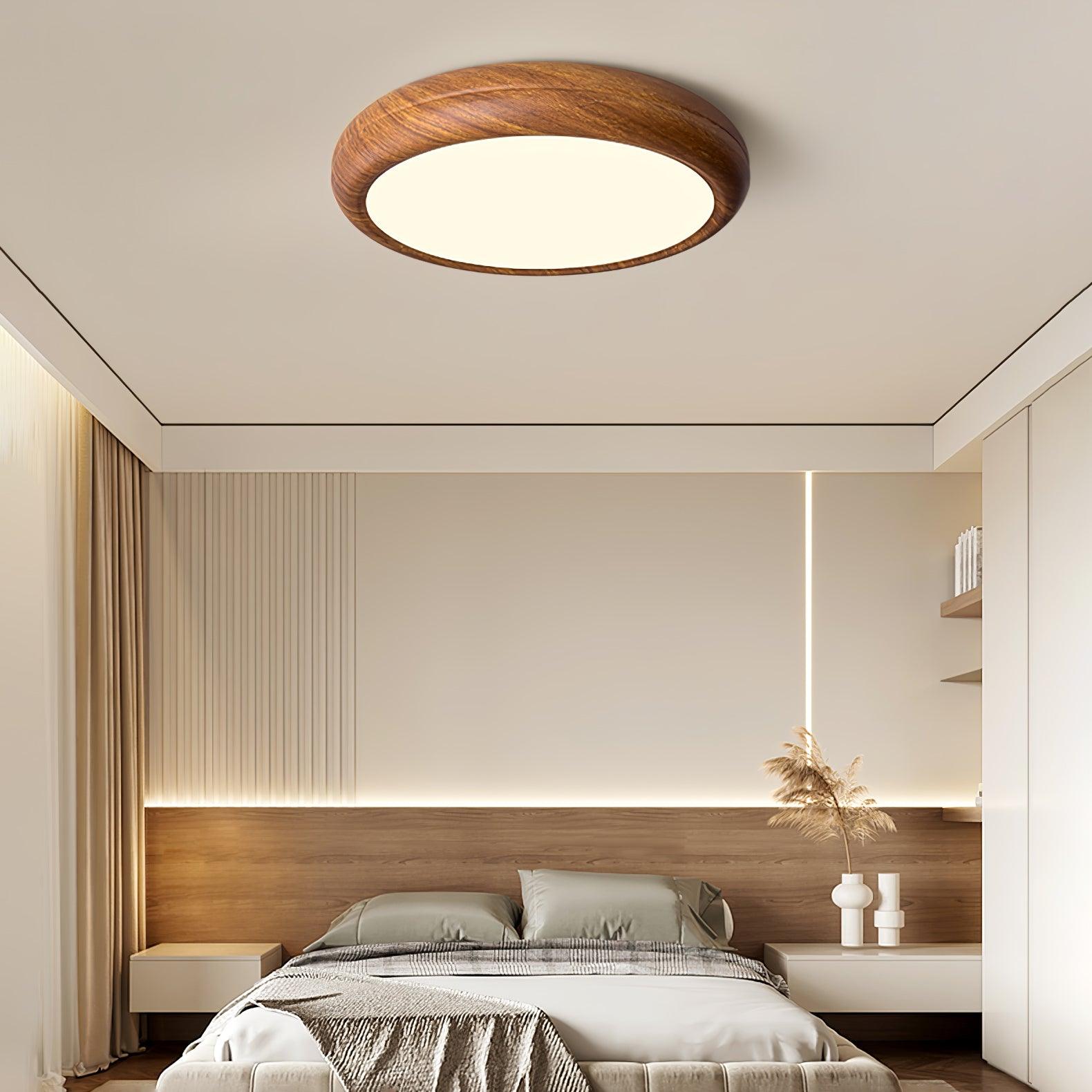 Wood Grain Round Ceiling Lamp - Blowlighting