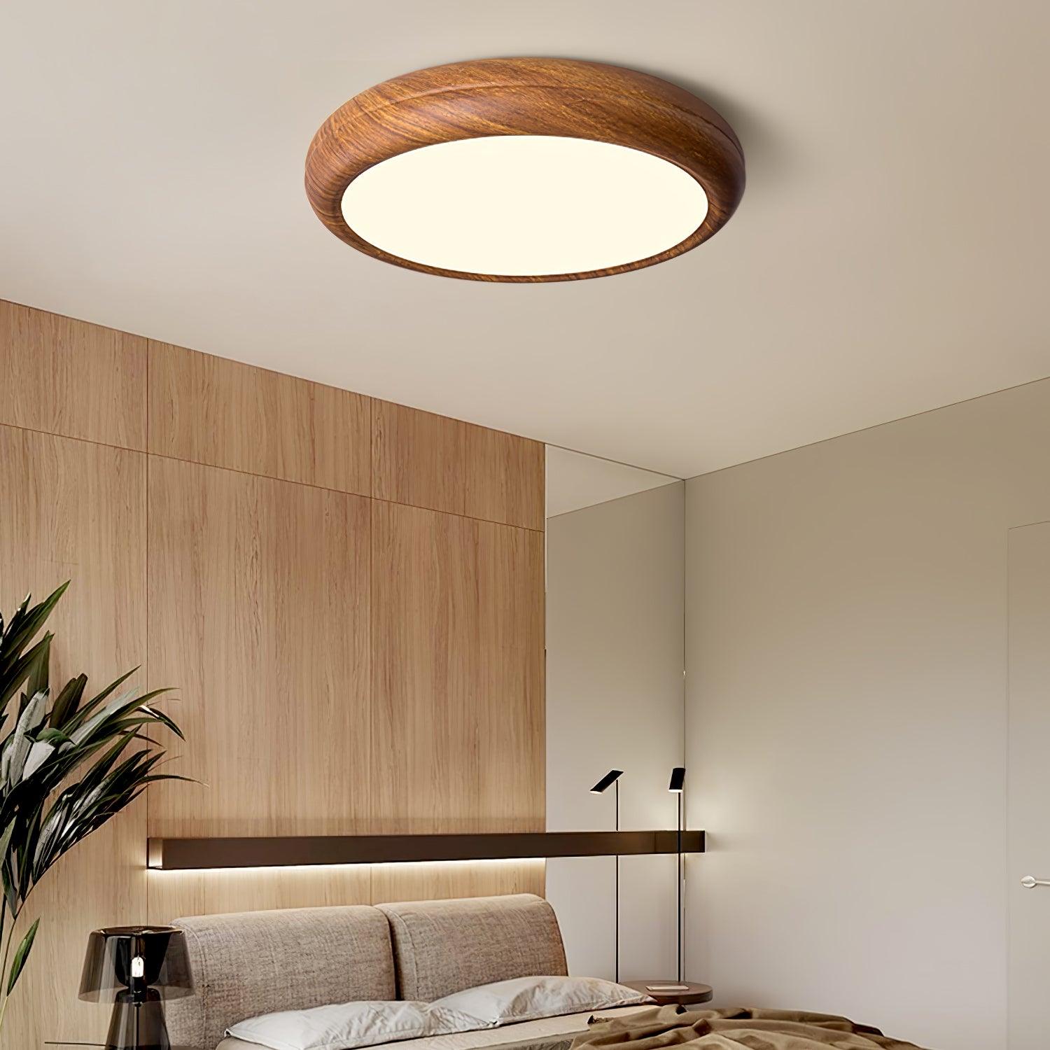 Wood Grain Round Ceiling Lamp - Blowlighting