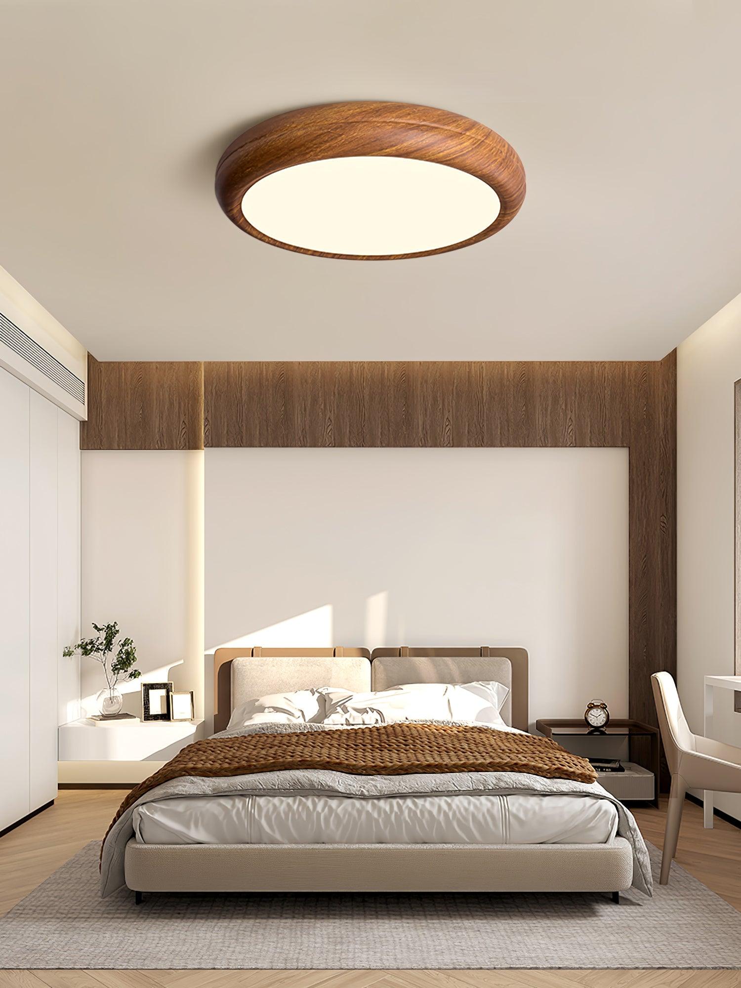 Wood Grain Round Ceiling Lamp - Blowlighting