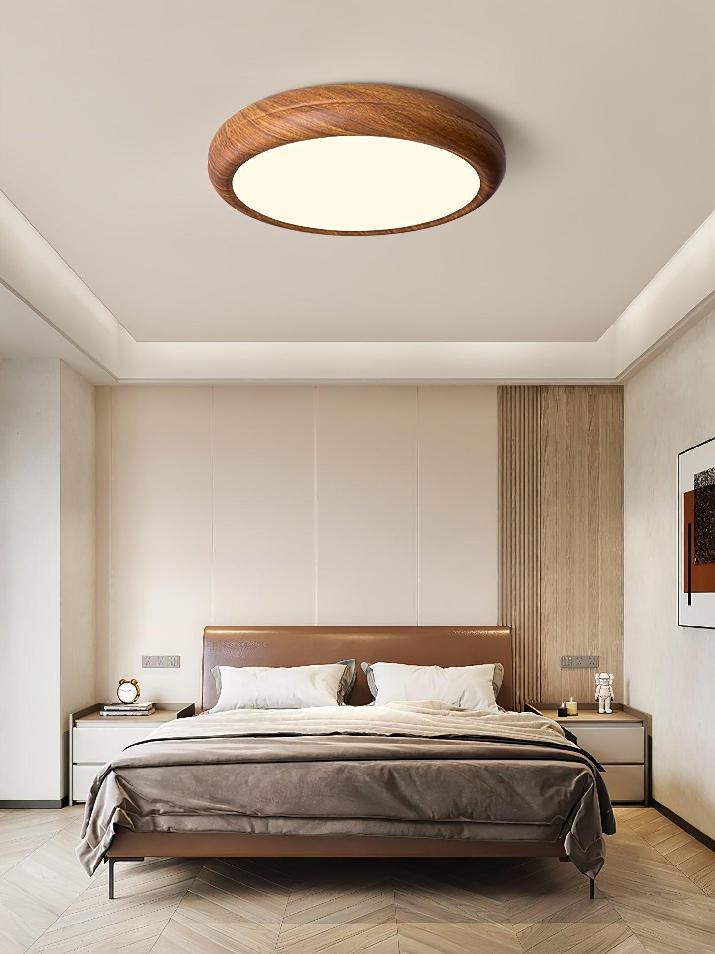 Wood Grain Round Ceiling Lamp - Blowlighting