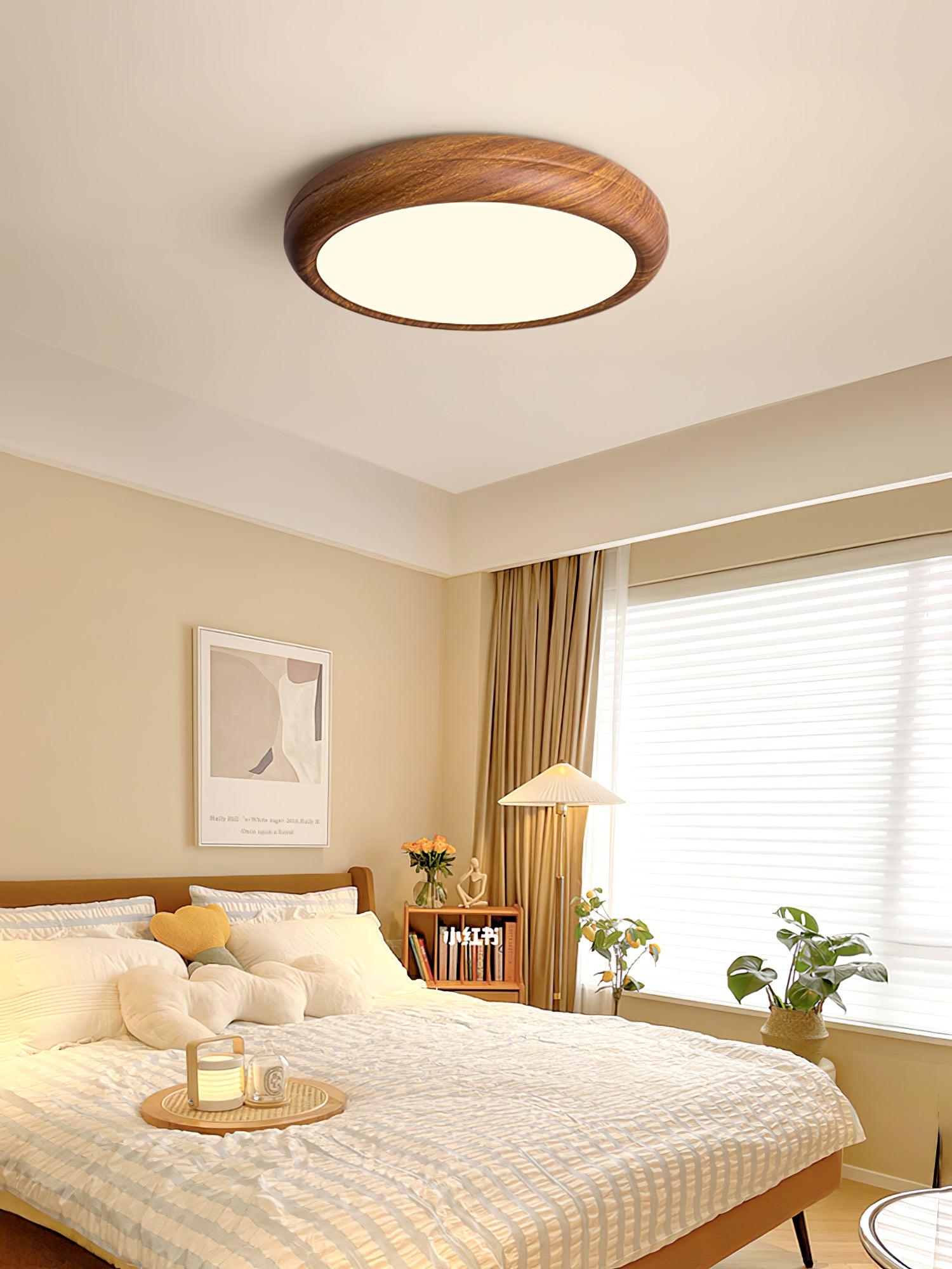 Wood Grain Round Ceiling Lamp - Blowlighting