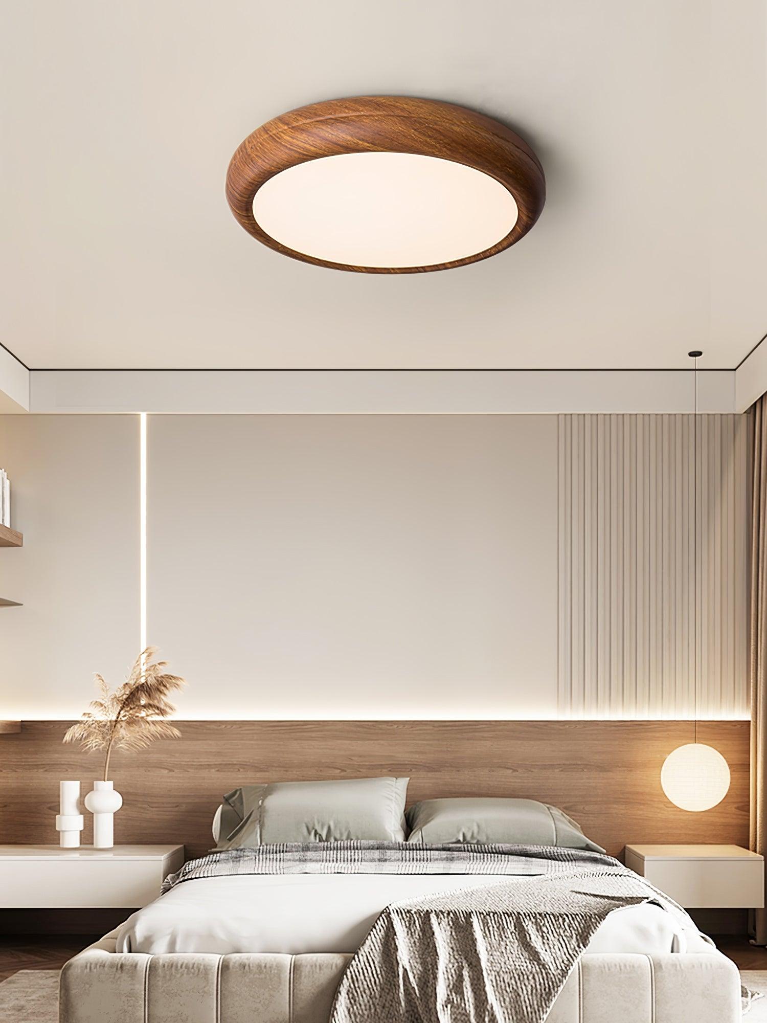 Wood Grain Round Ceiling Lamp - Blowlighting