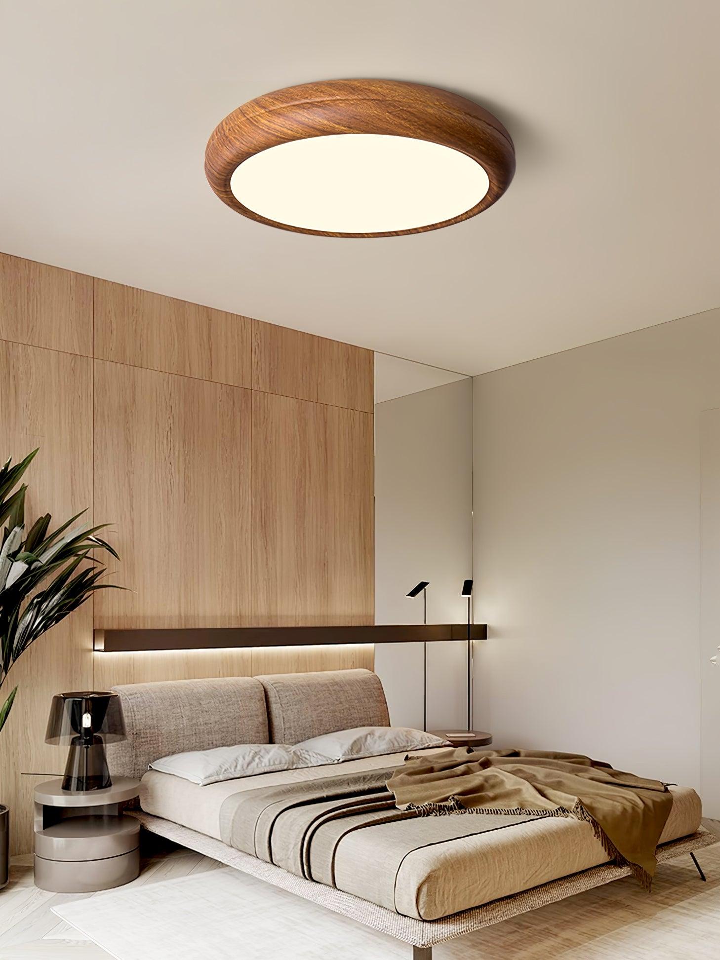 Wood Grain Round Ceiling Lamp - Blowlighting
