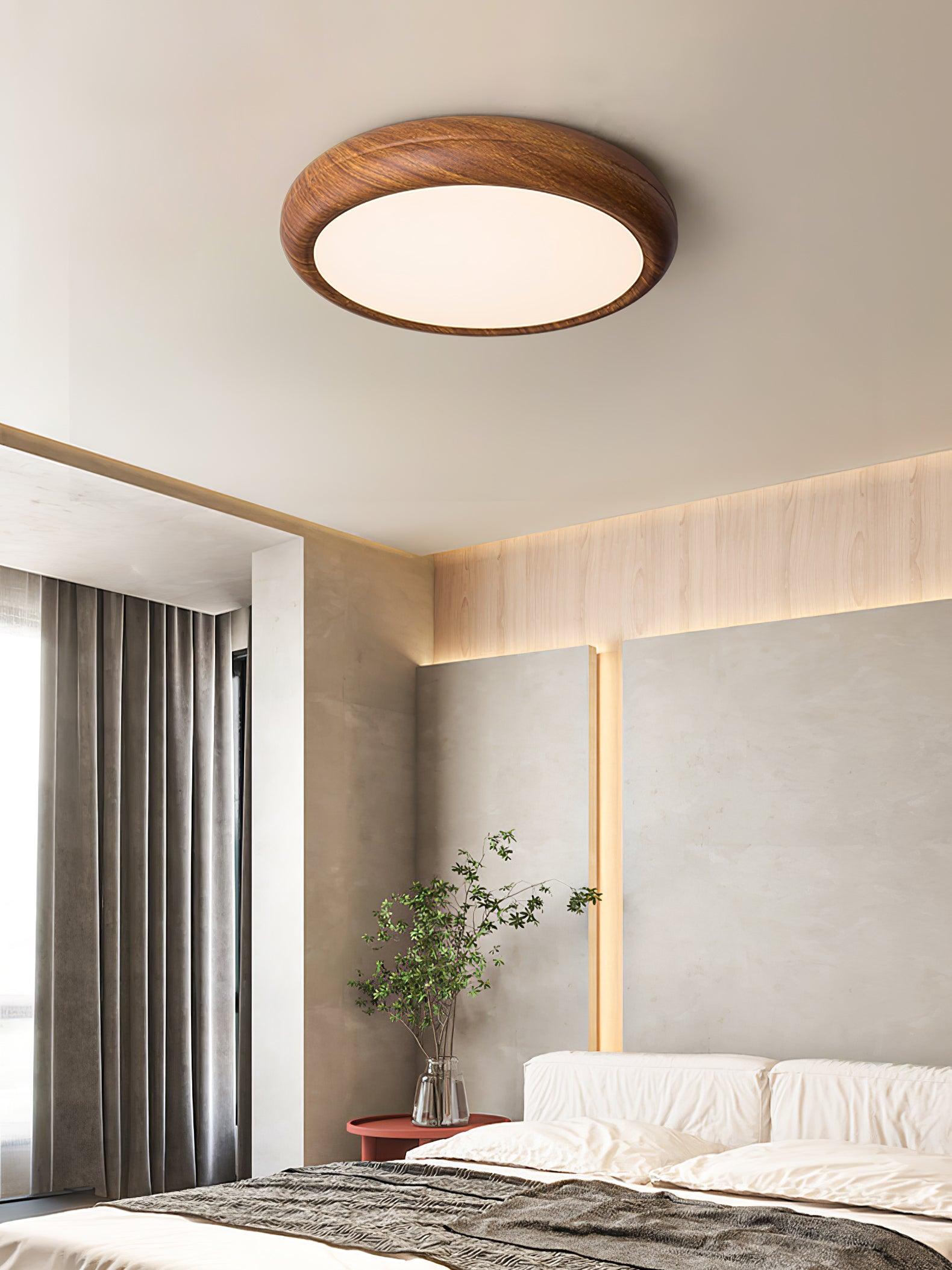 Wood Grain Round Ceiling Lamp - Blowlighting