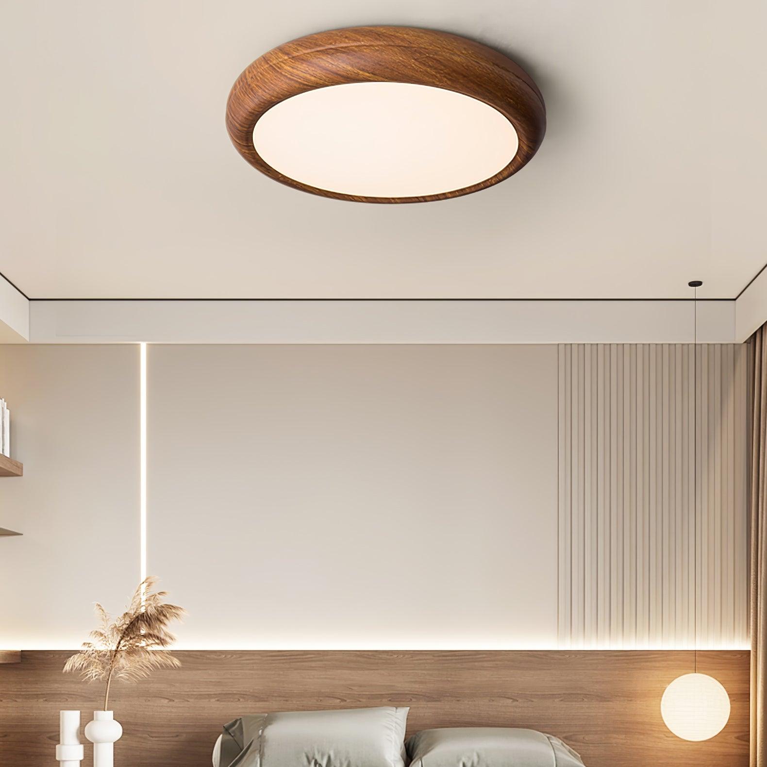 Wood Grain Round Ceiling Lamp - Blowlighting
