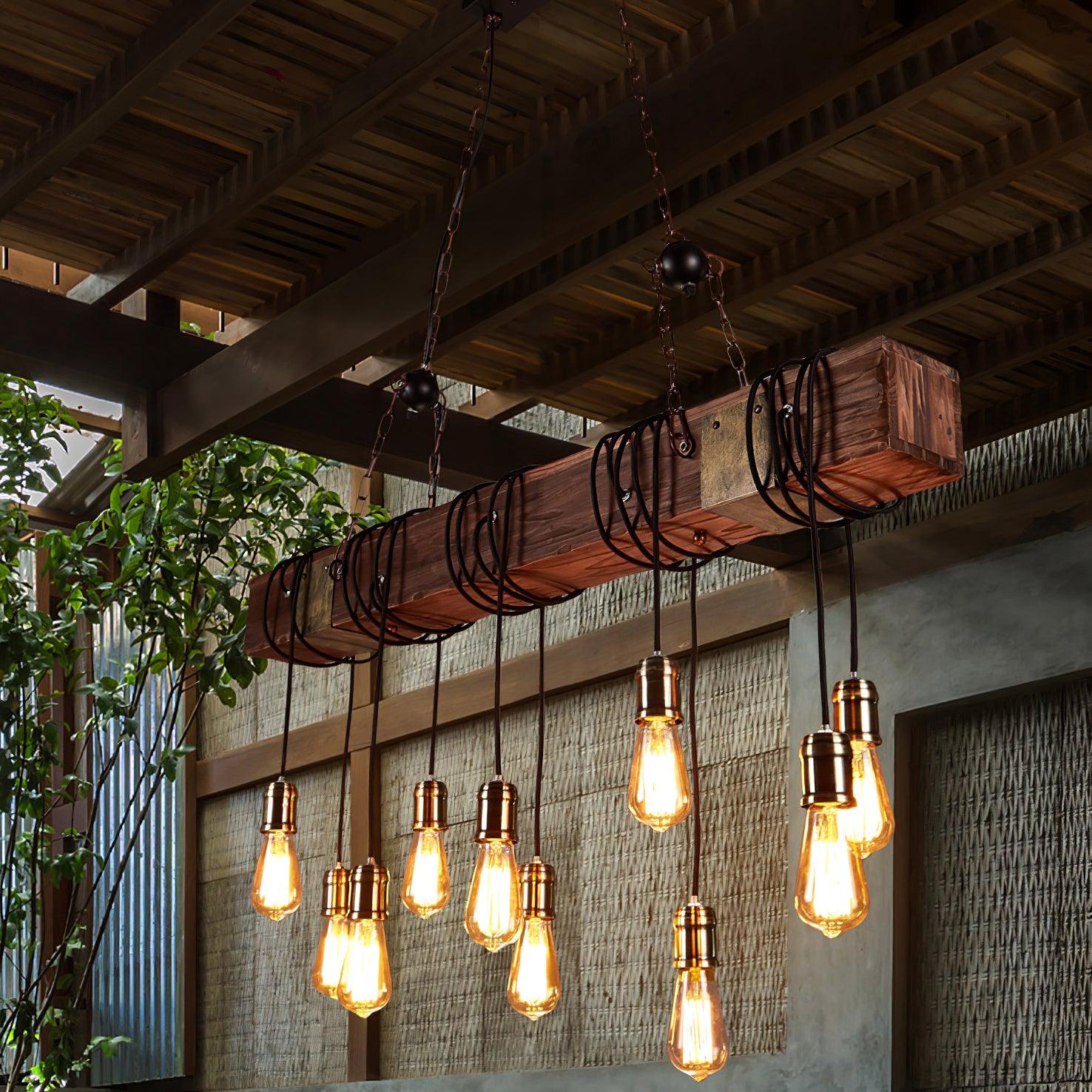 Wood Hanging Multi Chandelier - Blowlighting