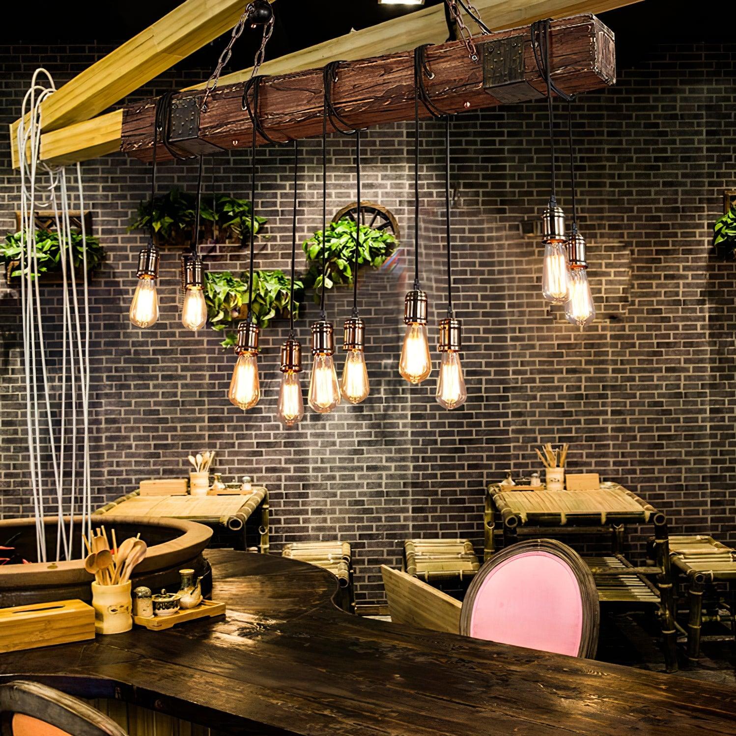 Wood Hanging Multi Chandelier - Blowlighting