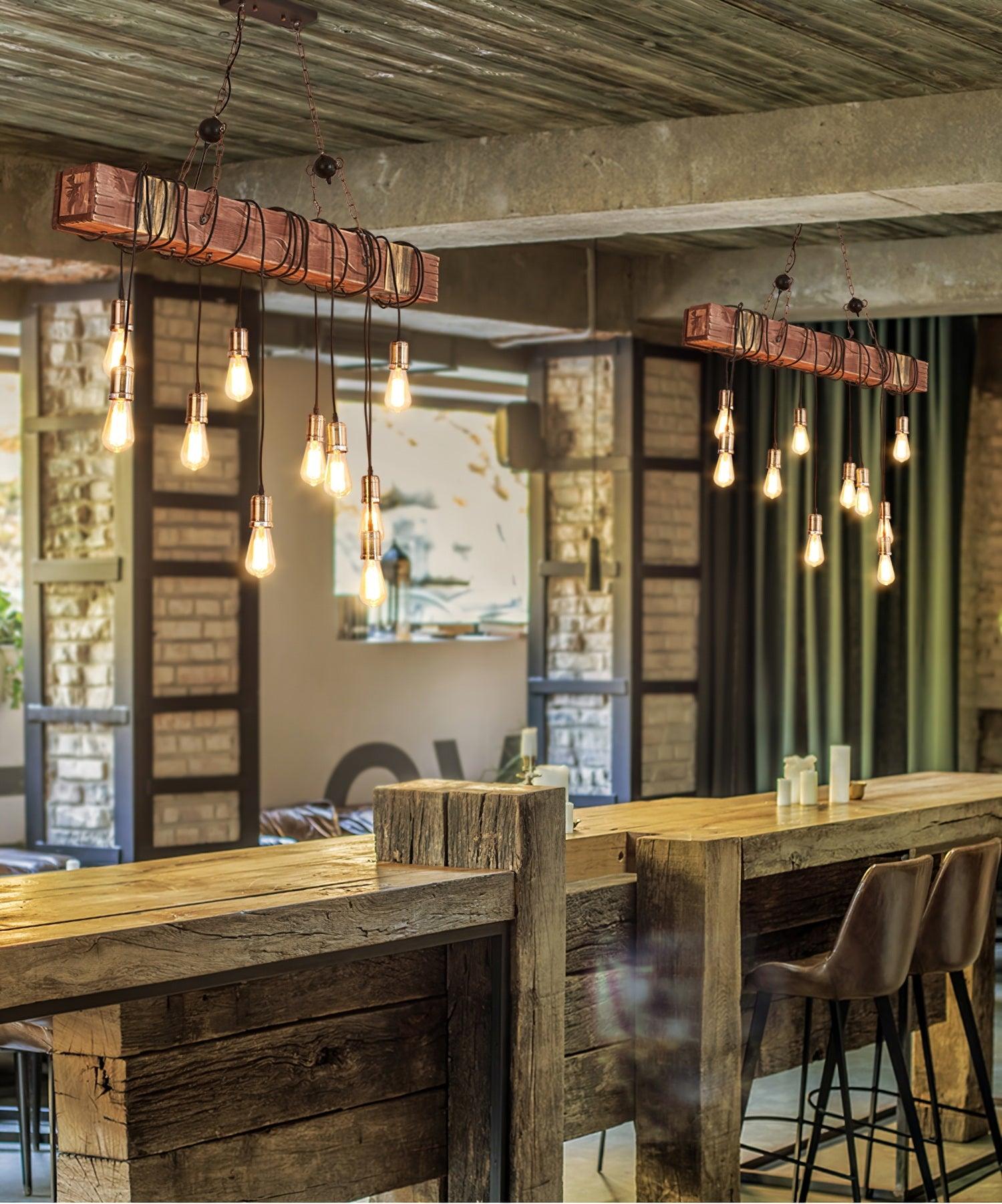 Wood Hanging Multi Chandelier - Blowlighting