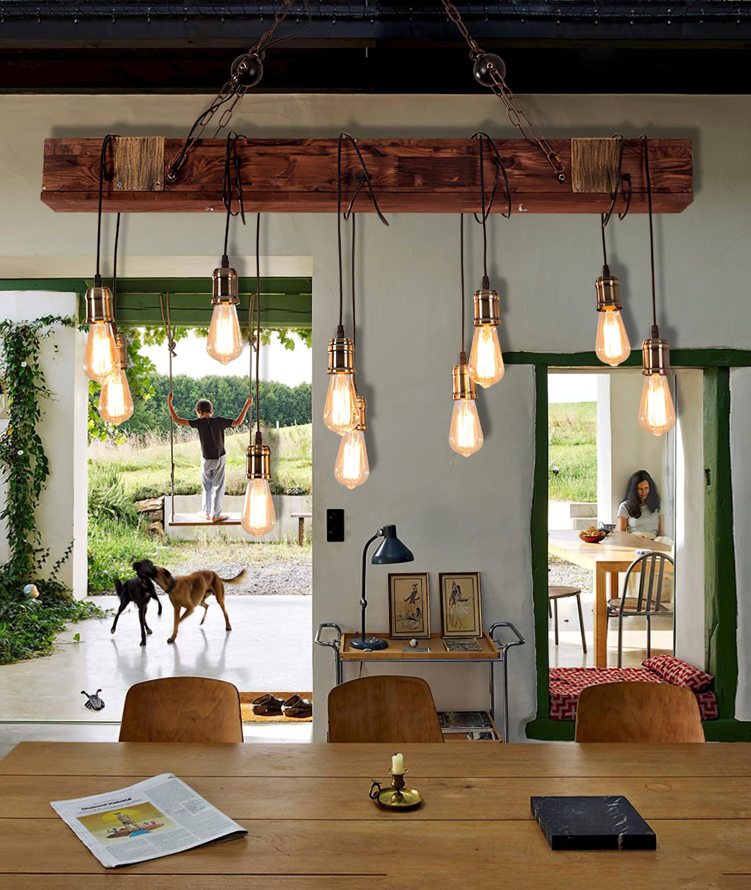 Wood Hanging Multi Chandelier - Blowlighting
