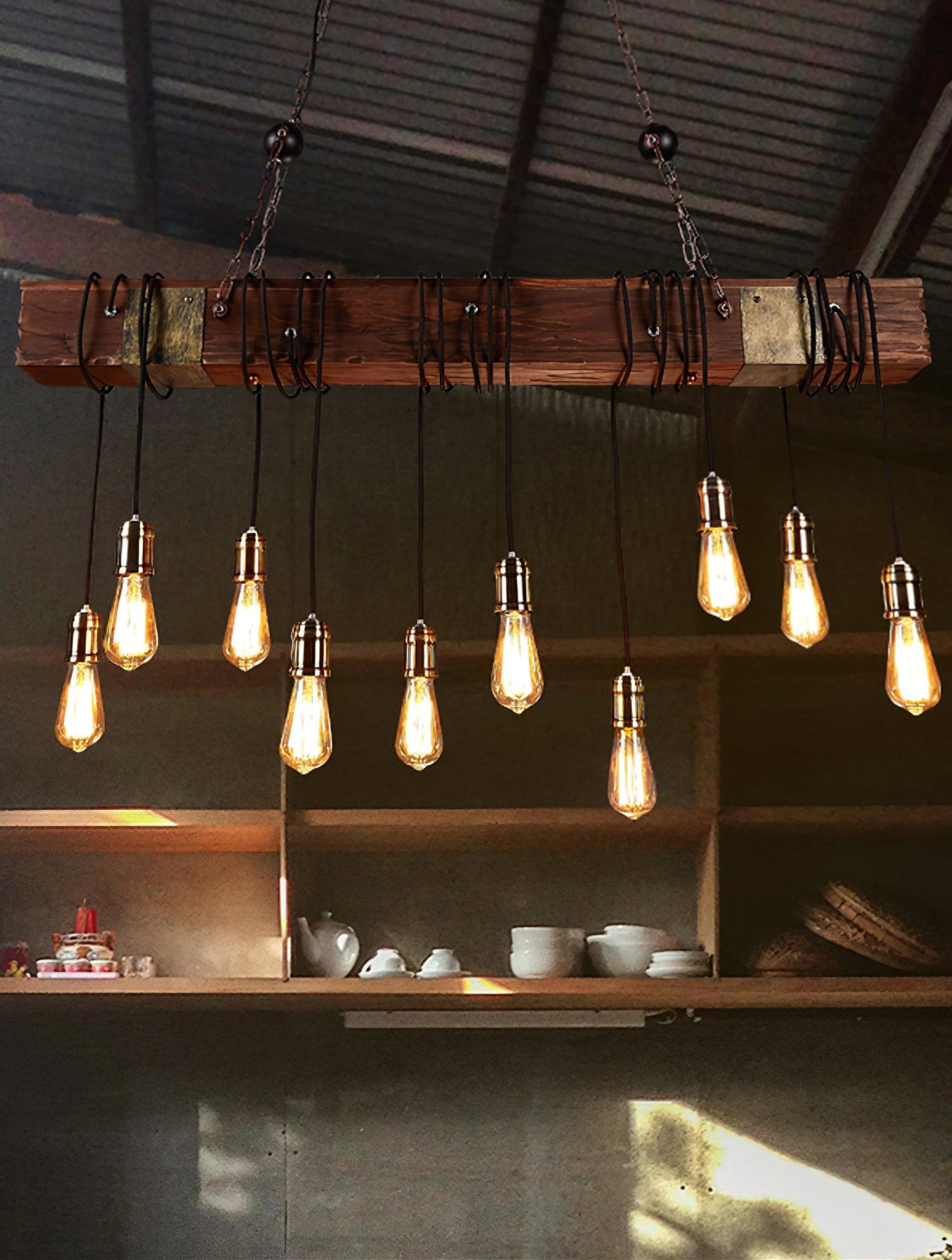 Wood Hanging Multi Chandelier - Blowlighting