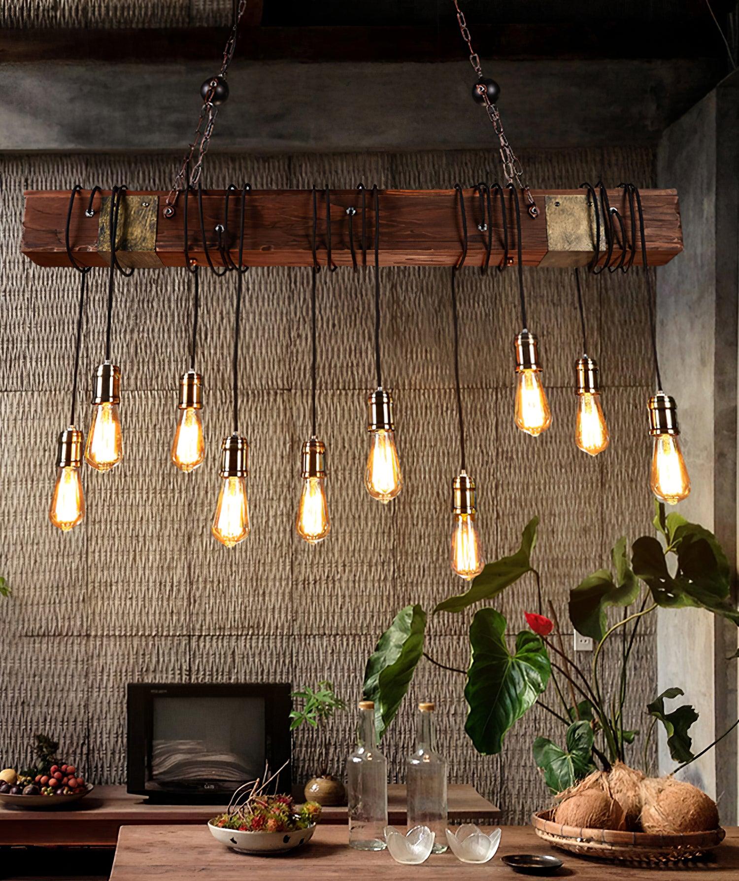 Wood Hanging Multi Chandelier - Blowlighting