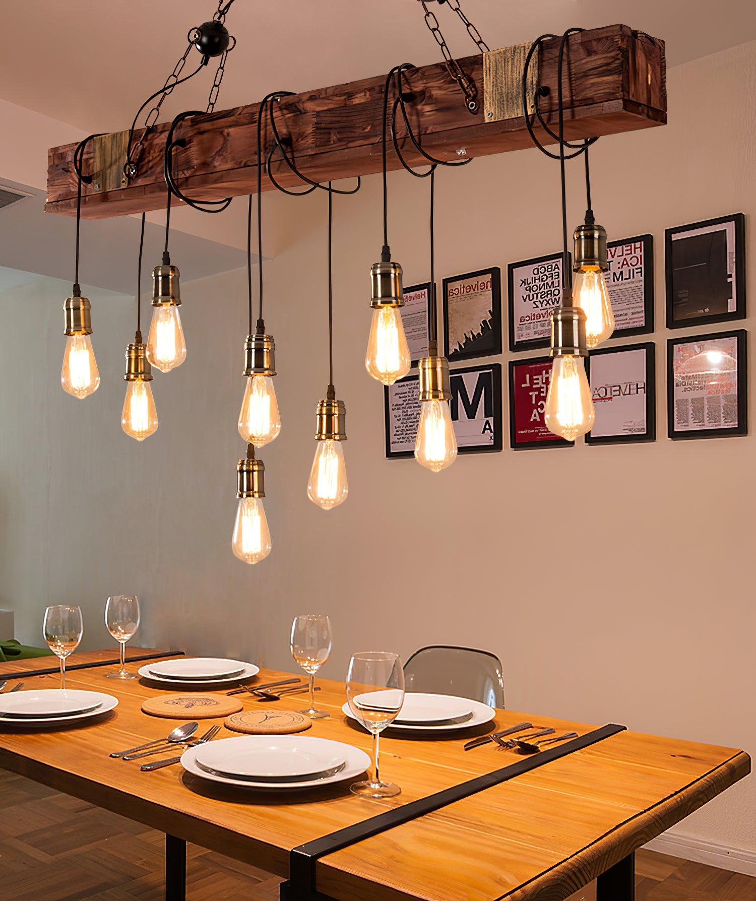 Wood Hanging Multi Chandelier - Blowlighting