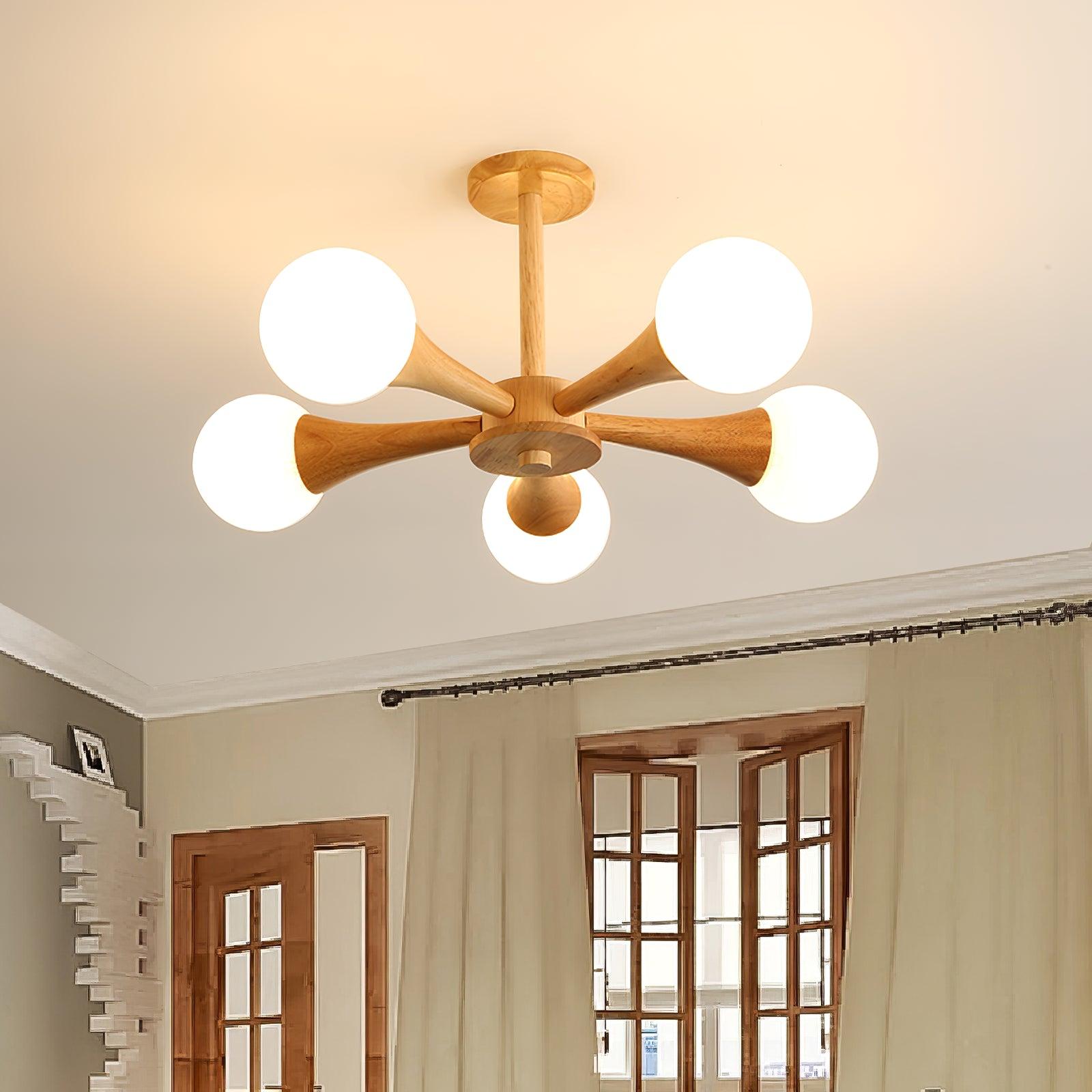 Wooden Nera Chandelier - Blowlighting