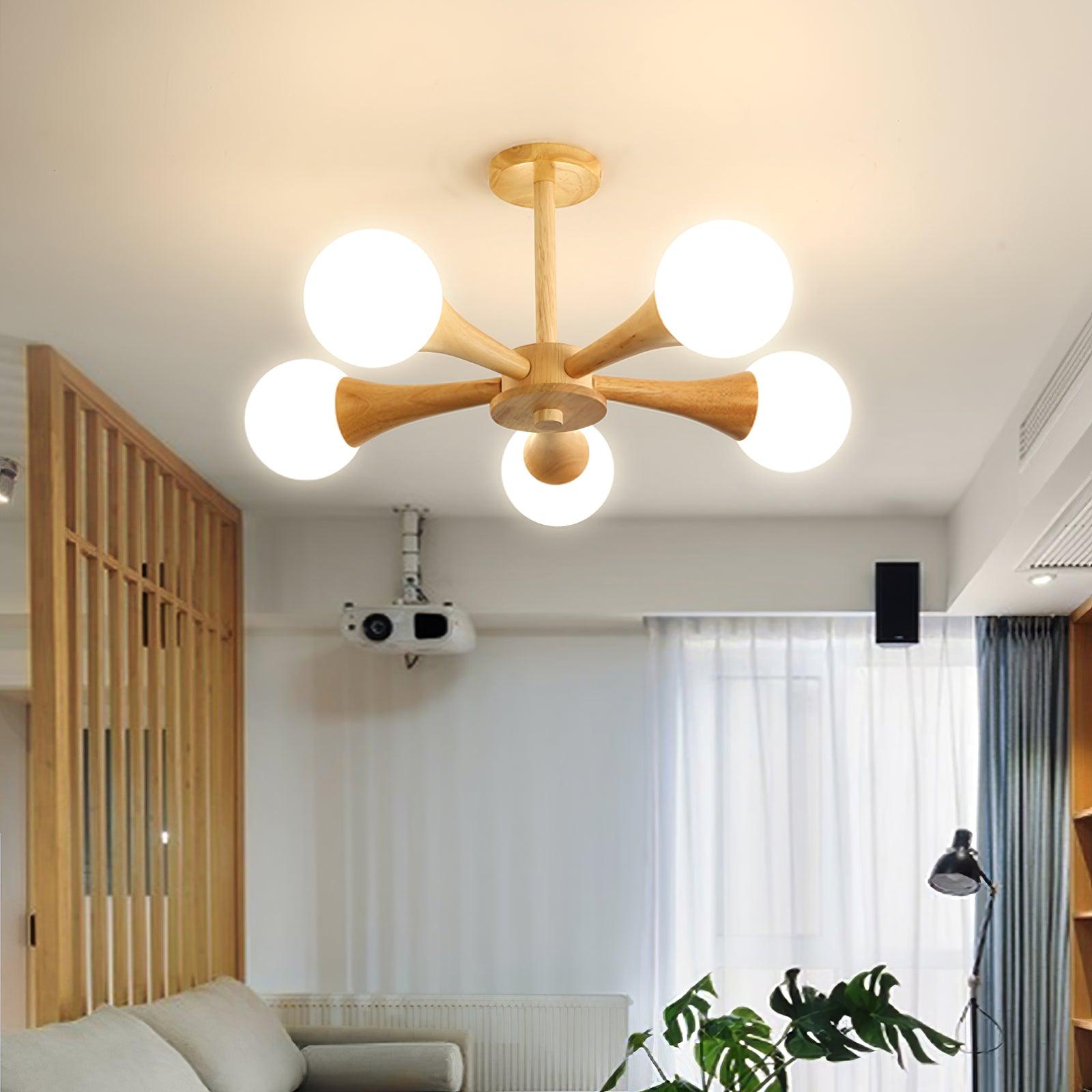 Wooden Nera Chandelier - Blowlighting
