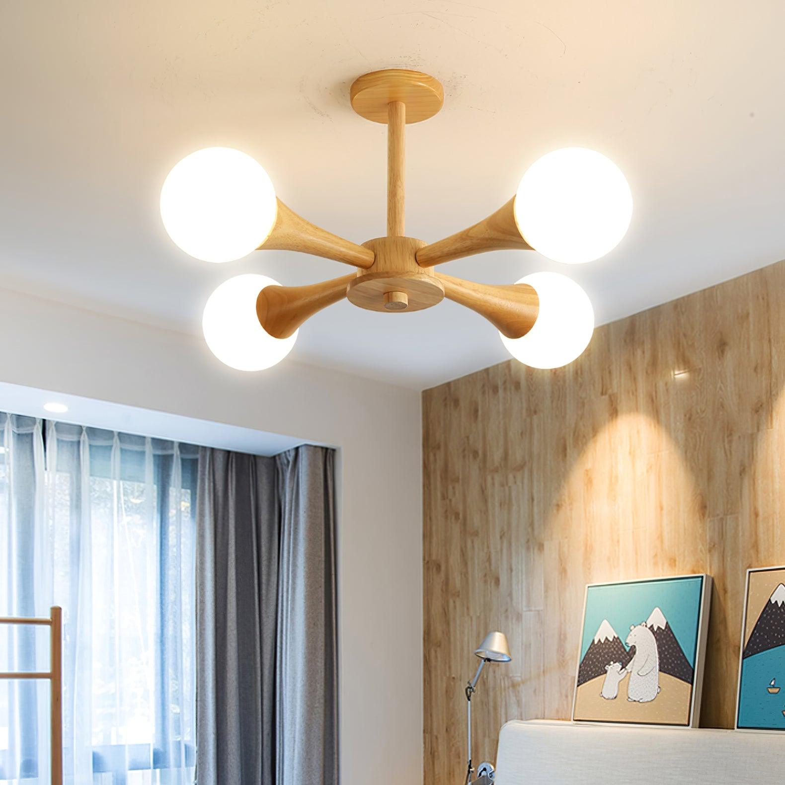 Wooden Nera Chandelier - Blowlighting