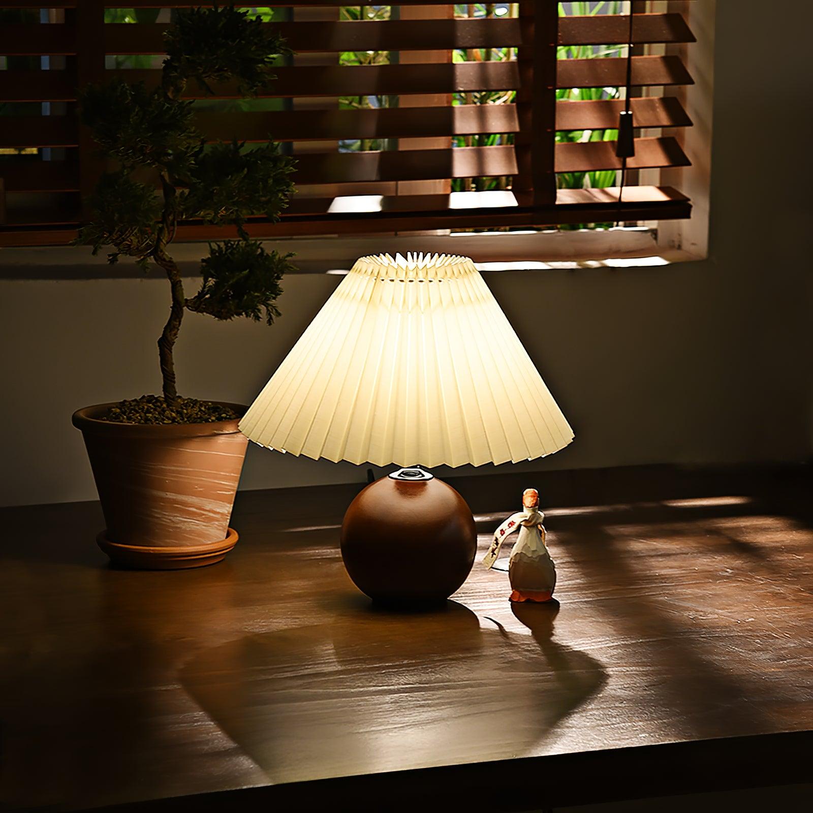 Wooden Pleated Table Lamp - Blowlighting