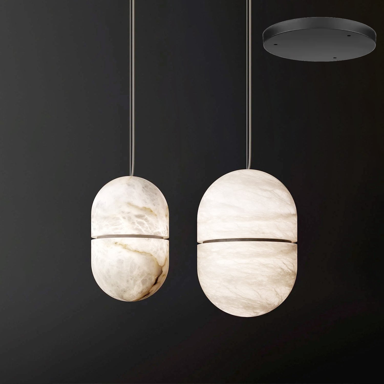 Strata Alabaster Pendant Light Capsule-shaped - Blowlighting