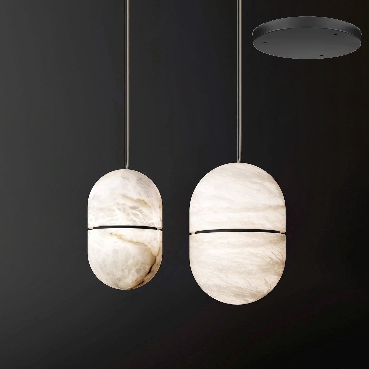 Strata Alabaster Pendant Light Capsule-shaped - Blowlighting