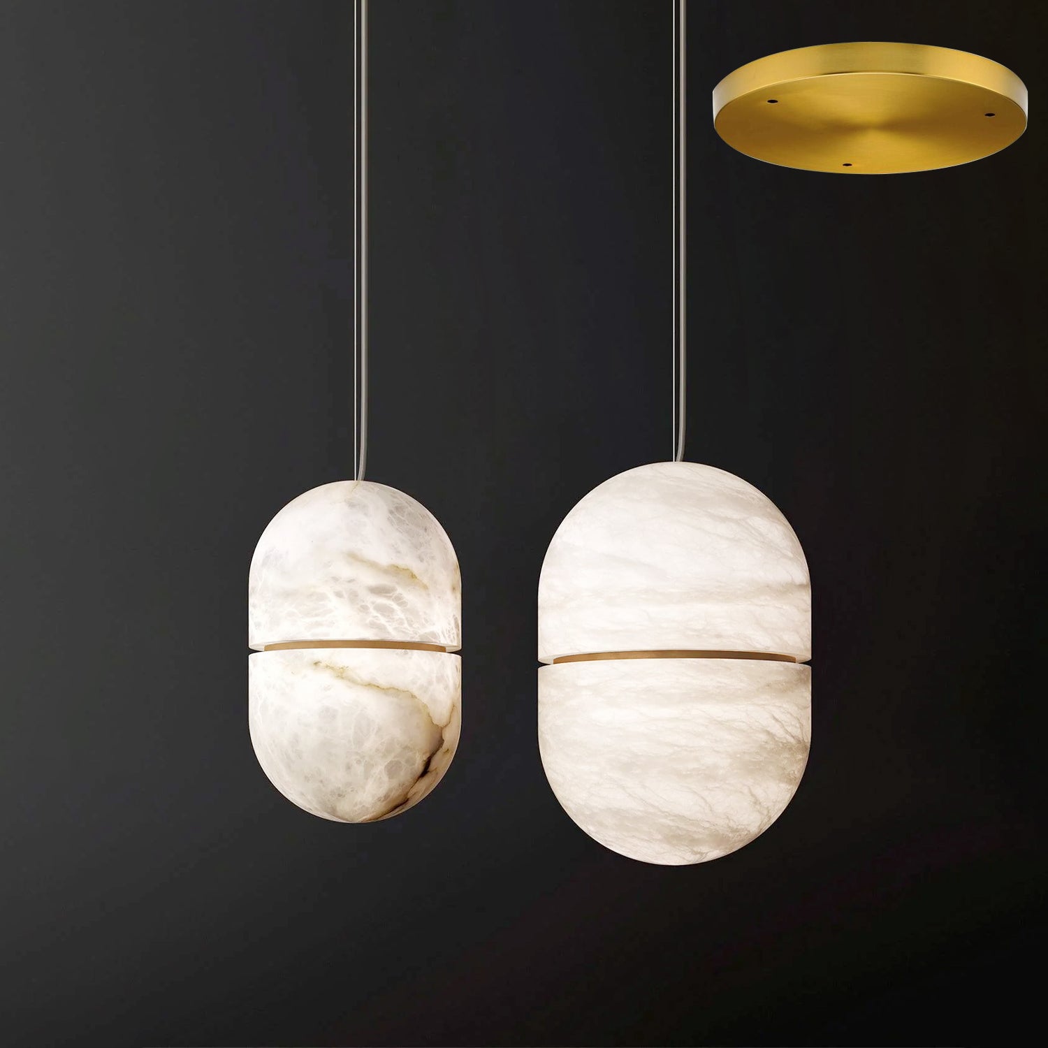 Strata Alabaster Pendant Light Capsule-shaped - Blowlighting