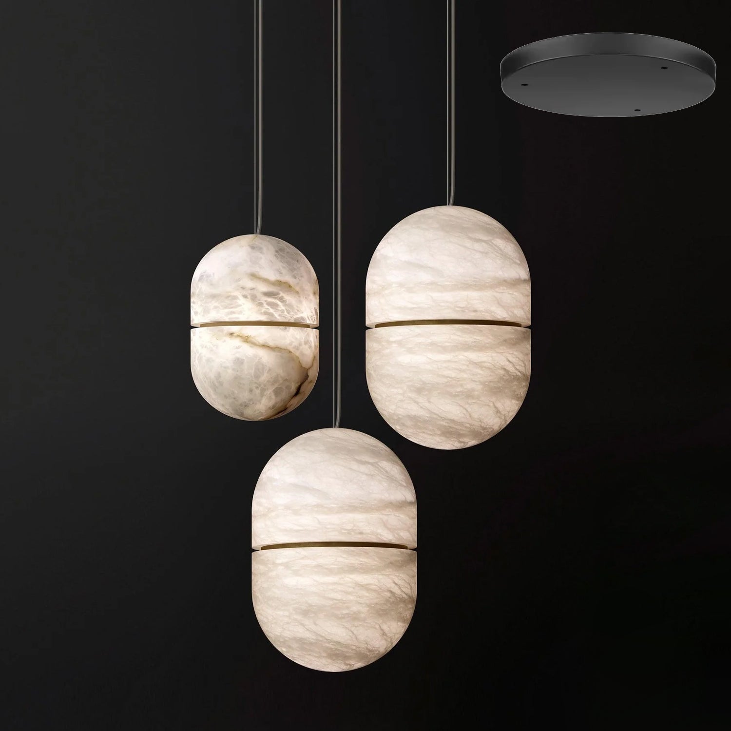 Strata Alabaster Pendant Light Capsule-shaped - Blowlighting