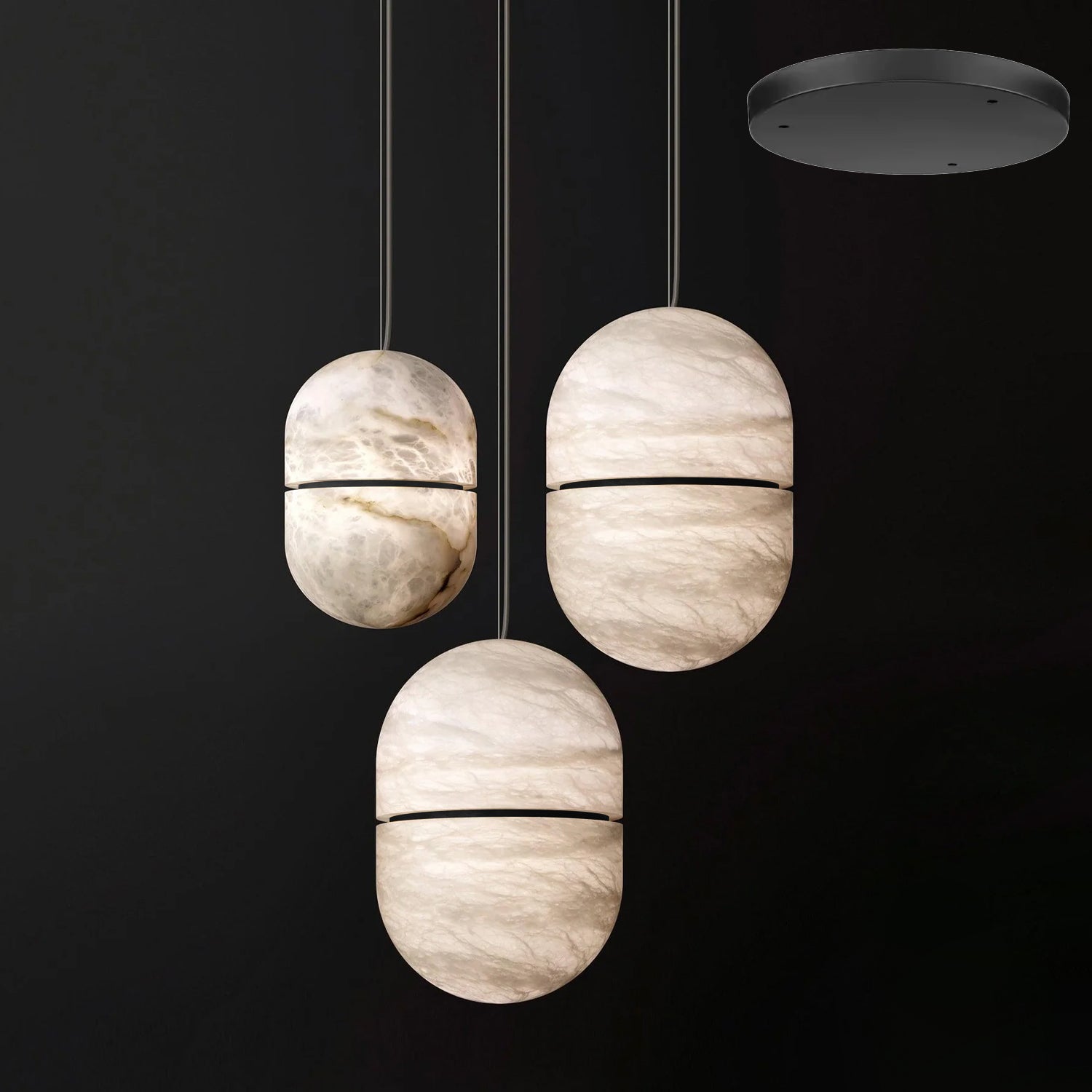 Strata Alabaster Pendant Light Capsule-shaped - Blowlighting