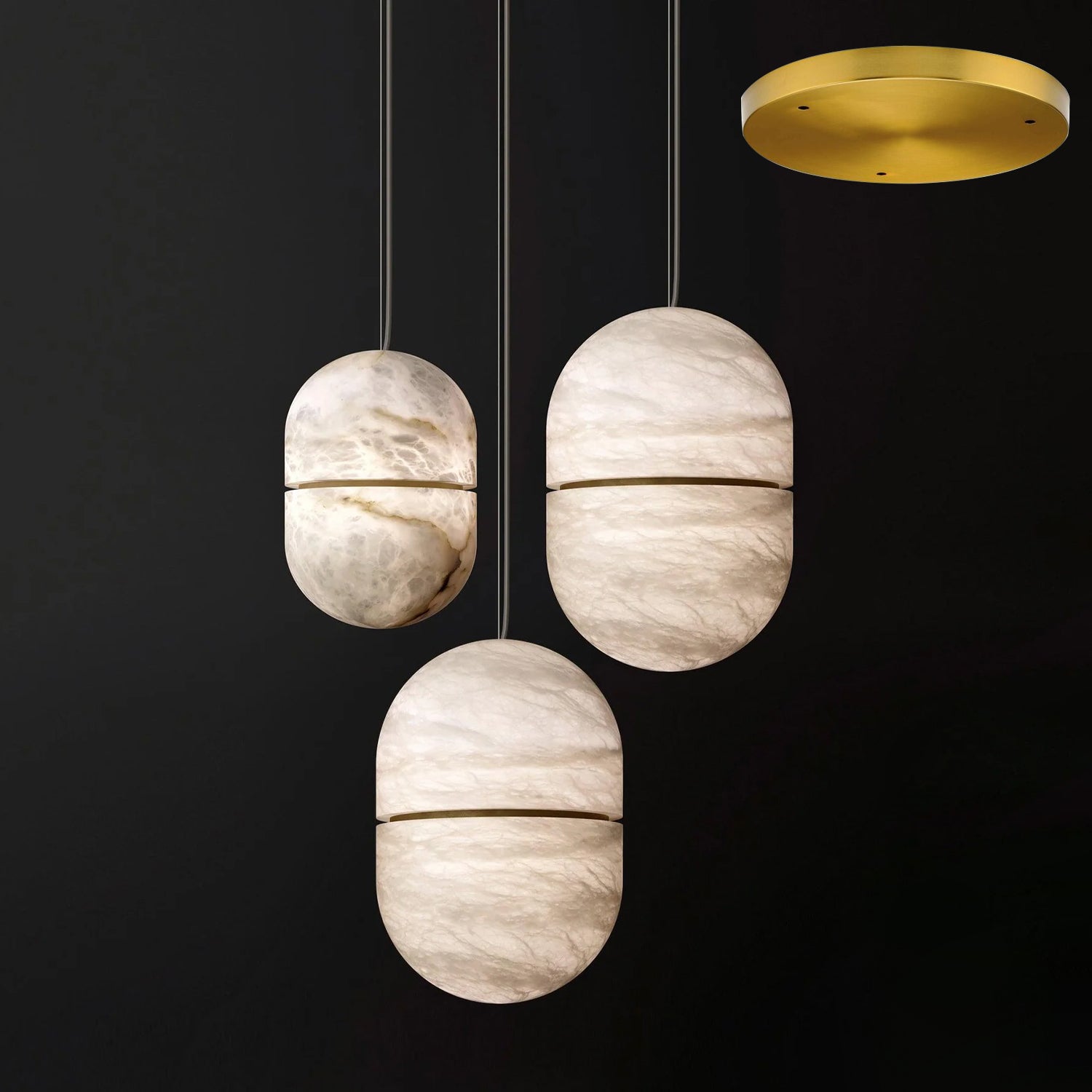 Strata Alabaster Pendant Light Capsule-shaped - Blowlighting